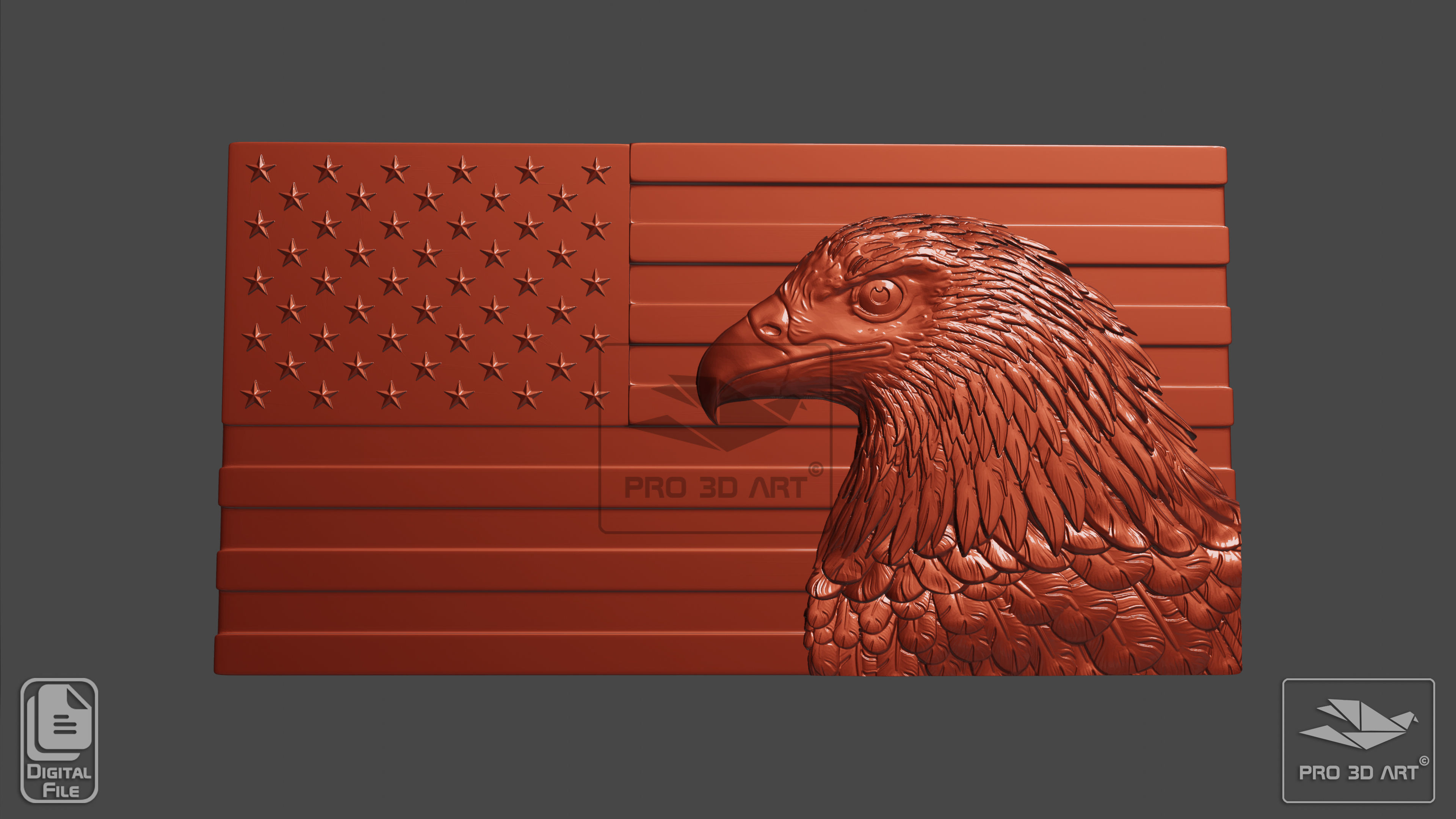 USA Flag and Map - Eagle - Pack - CNC Files For Wood - STL 3D model_12