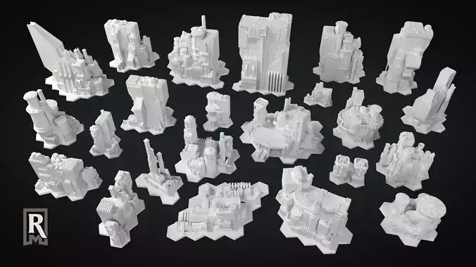PERSONAL LICENSE 6mm SciFi Cityscape Terrain 3D print model
