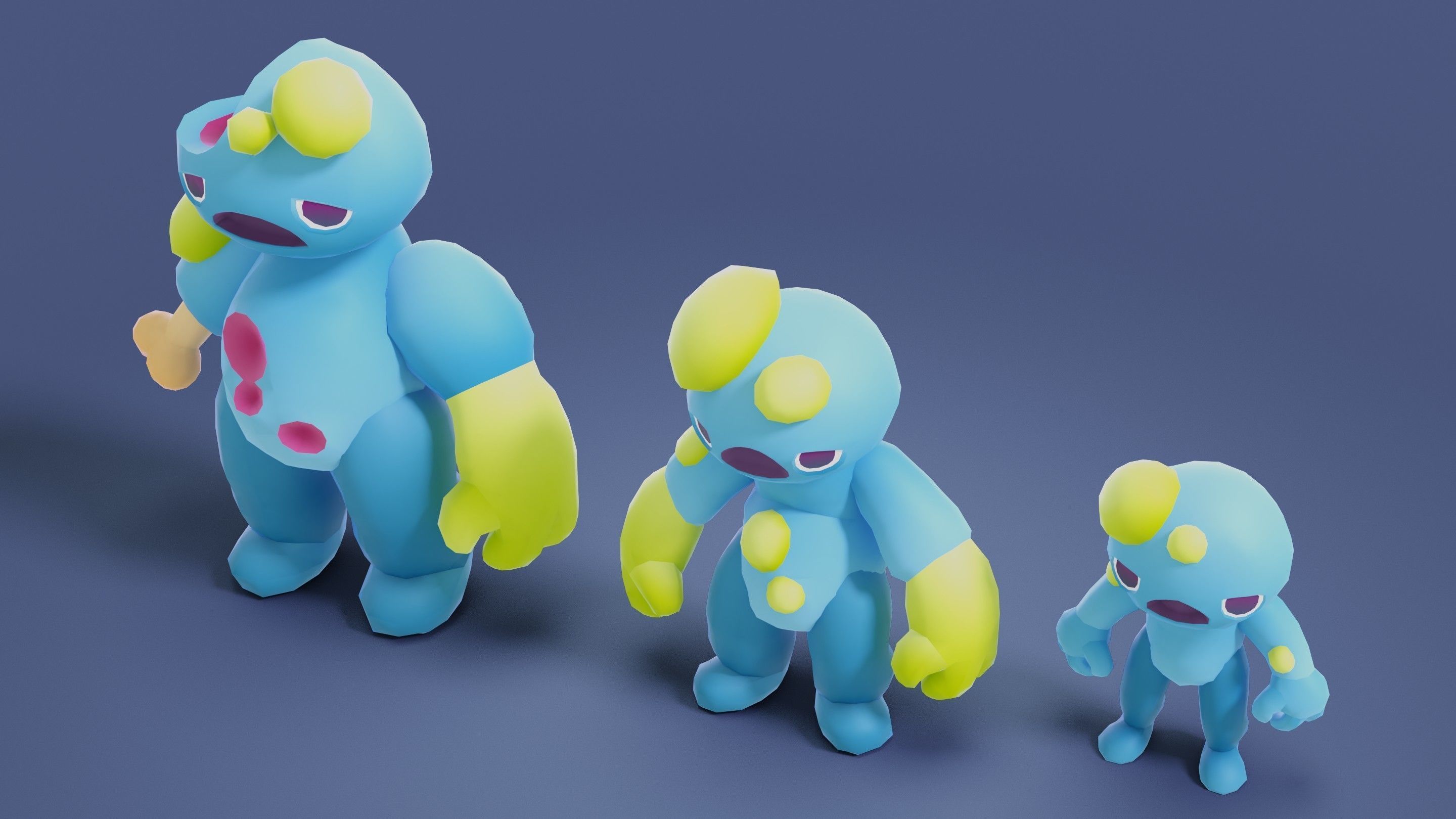 Cartoon Zombies Pack Low-poly 3D model_15