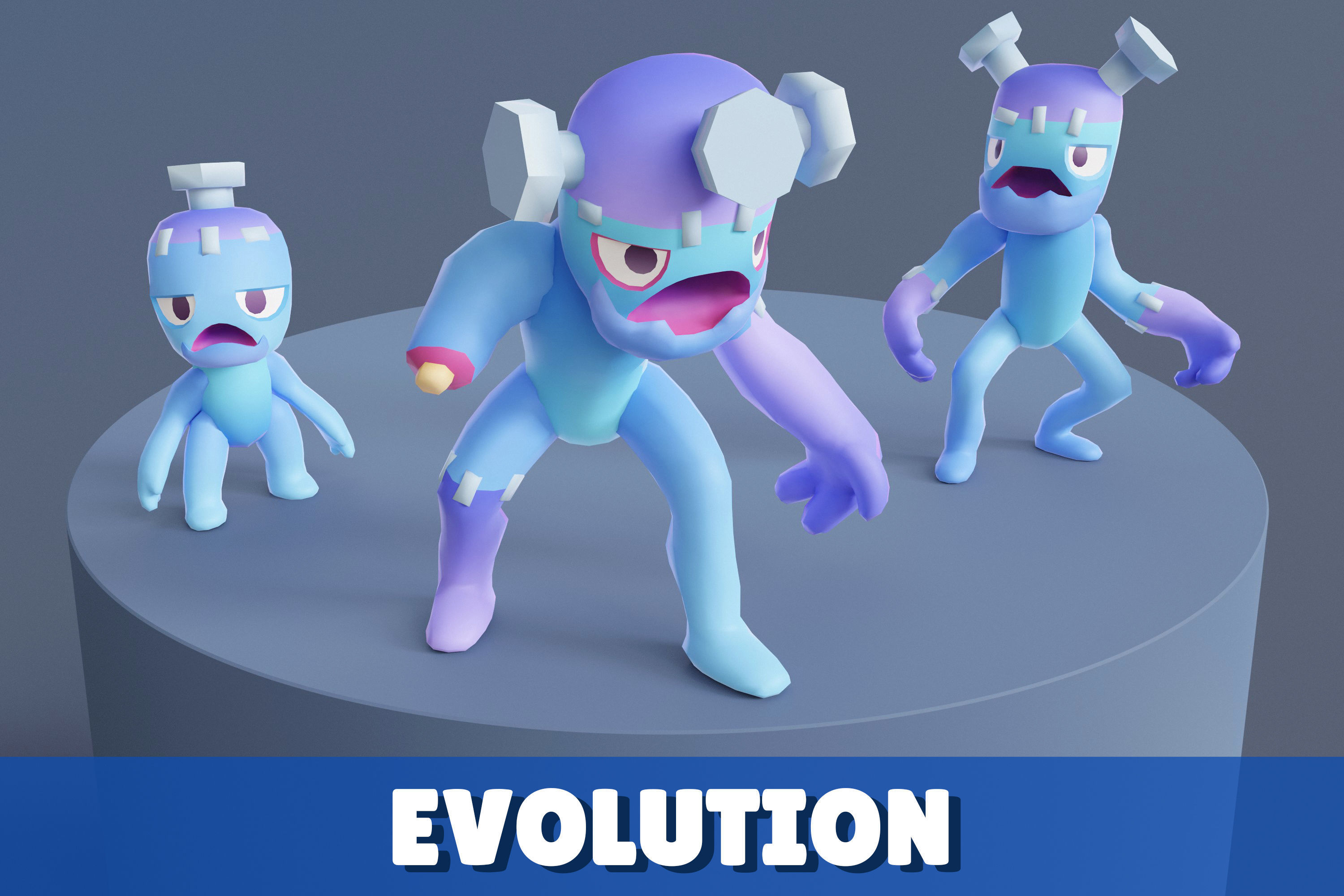 Cartoon Zombies Pack Low-poly 3D model_8