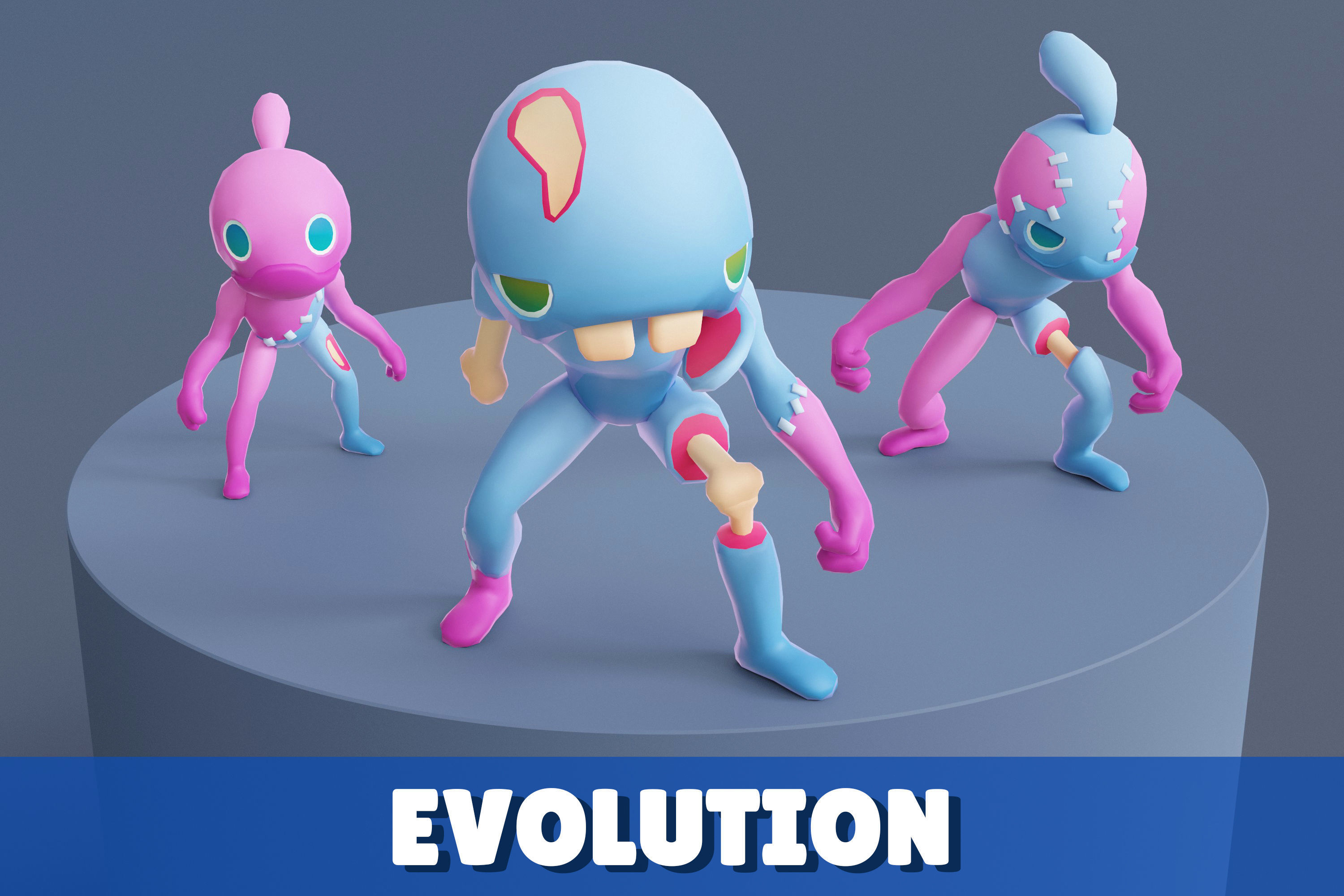 Cartoon Zombies Pack Low-poly 3D model_13