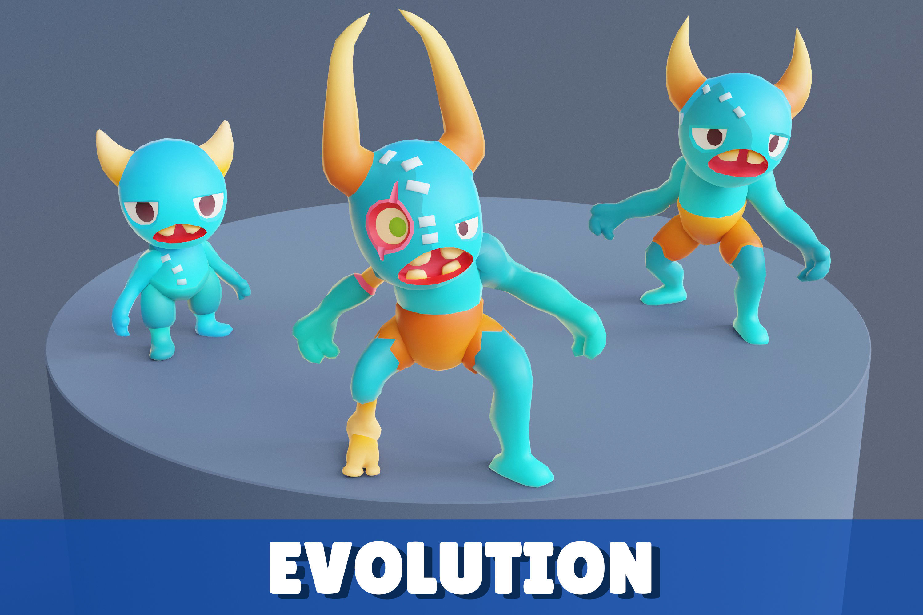 Cartoon Zombies Pack Low-poly 3D model_9
