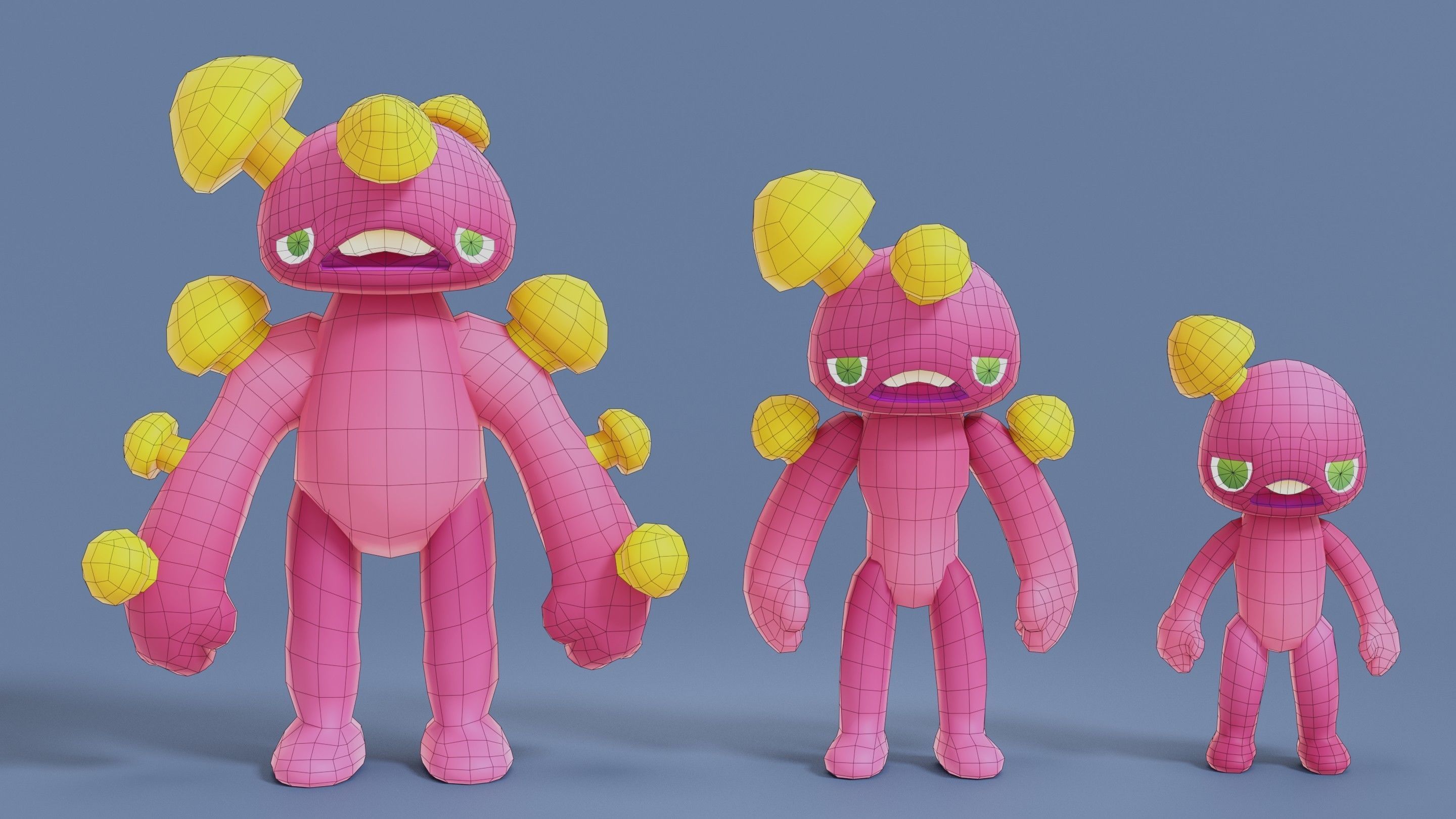 Cartoon Zombies Pack Low-poly 3D model_24