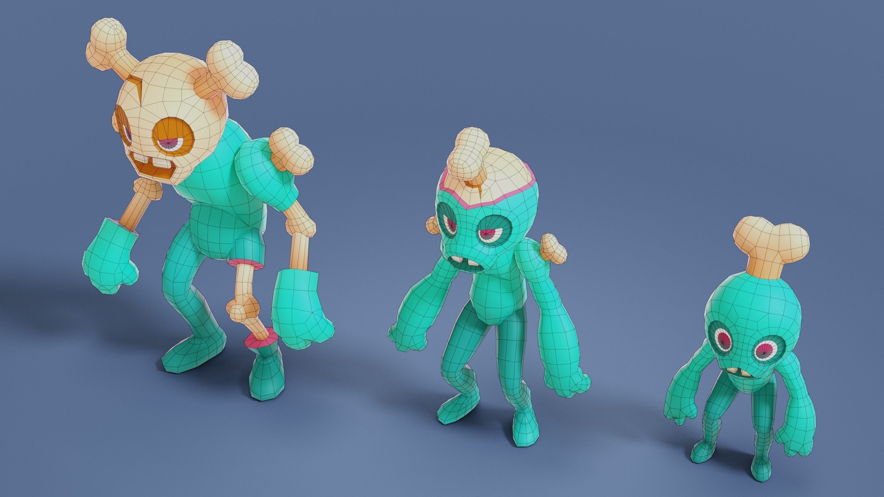 Cartoon Zombies Pack Low-poly 3D model_58