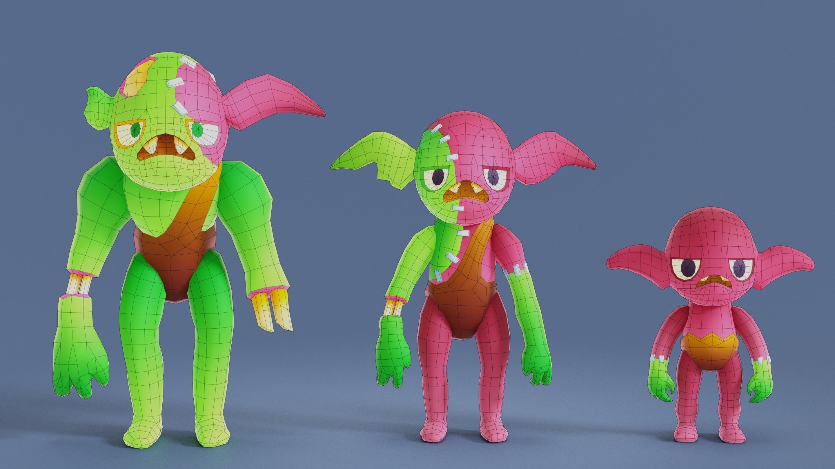 Cartoon Zombies Pack Low-poly 3D model_48