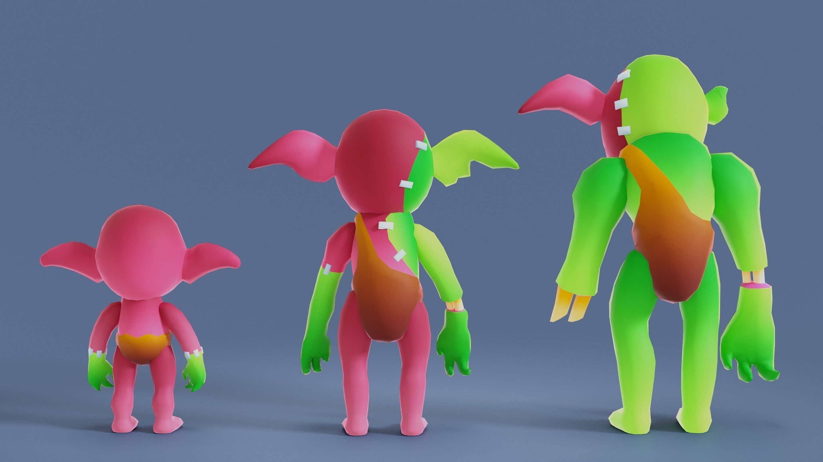 Cartoon Zombies Pack Low-poly 3D model_49