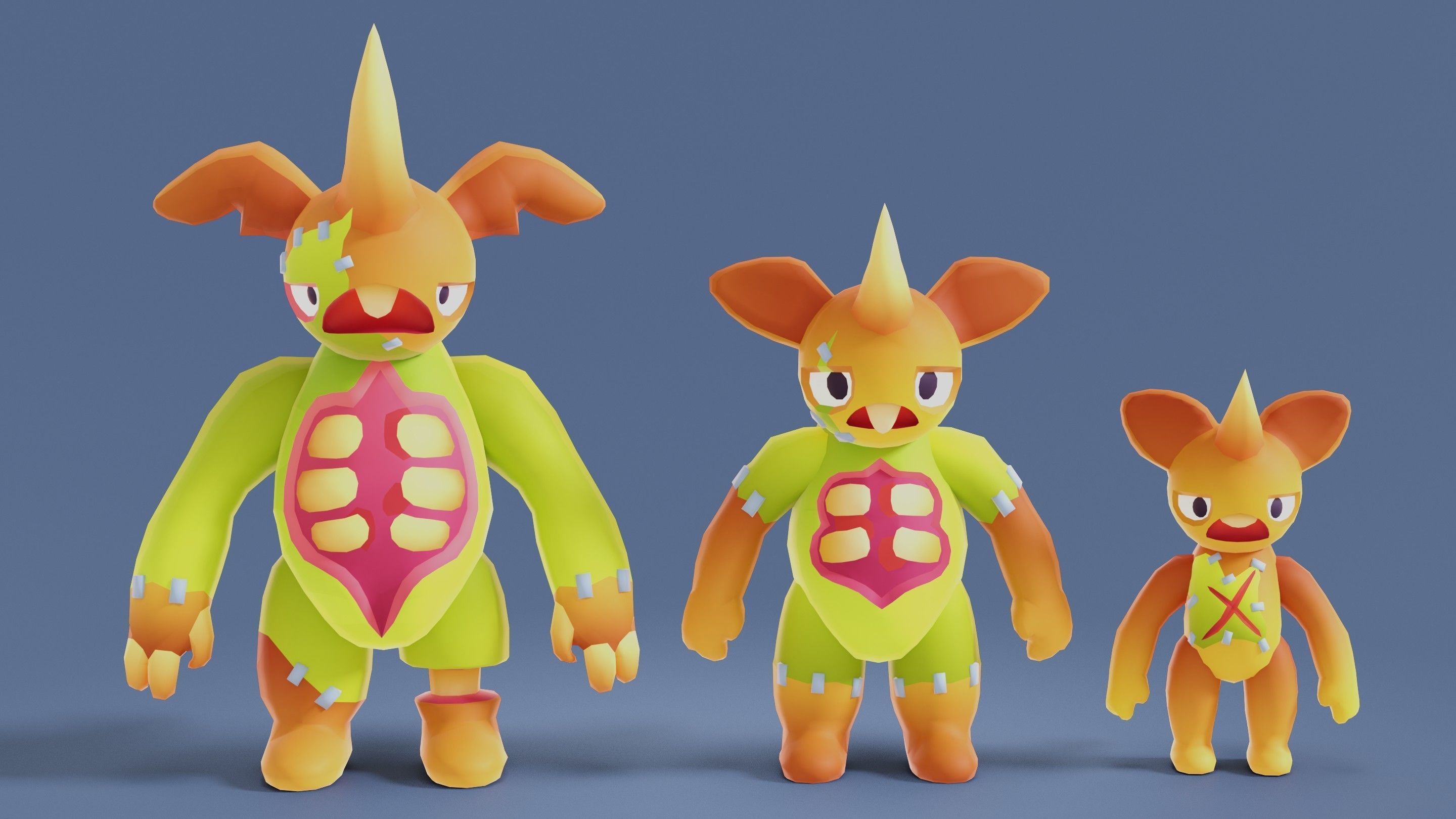 Cartoon Zombies Pack Low-poly 3D model_53