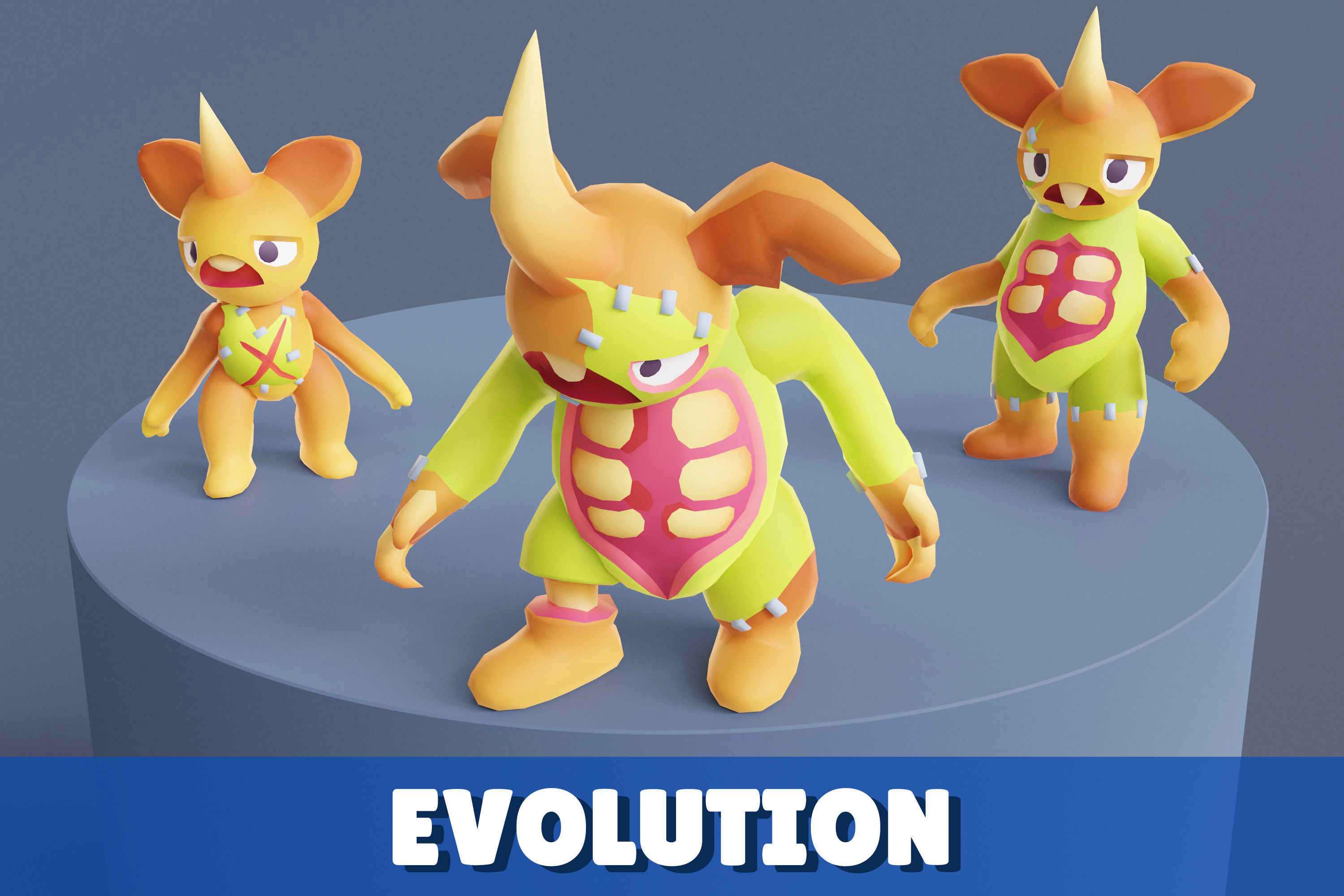 Cartoon Zombies Pack Low-poly 3D model_11