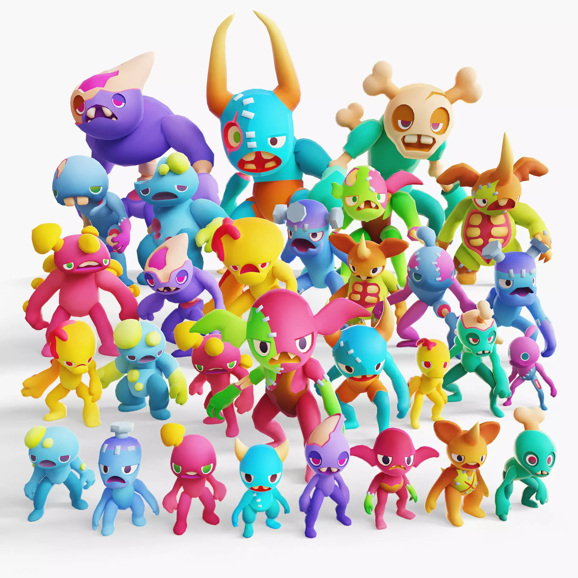 Cartoon Zombies Pack Low-poly 3D model_0