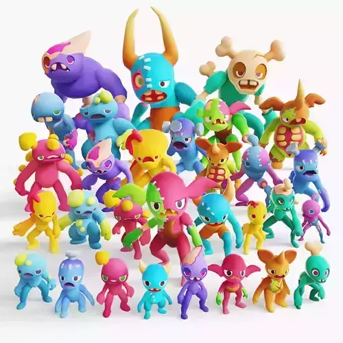 Cartoon Zombies Pack Low-poly 3D model