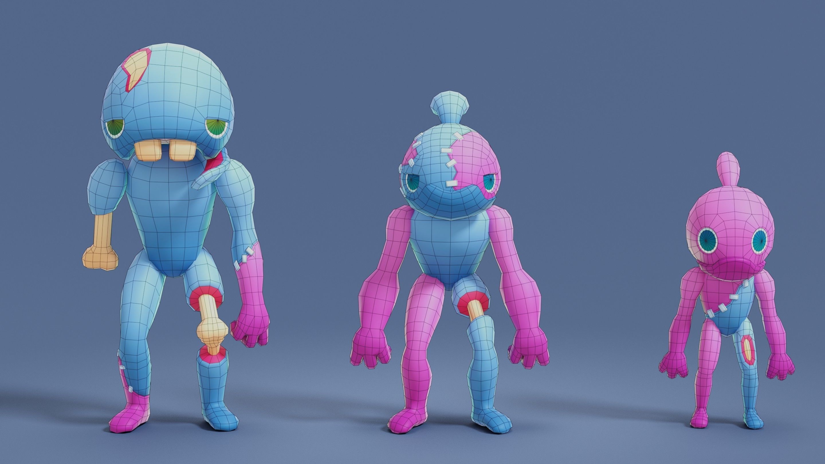 Cartoon Zombies Pack Low-poly 3D model_66