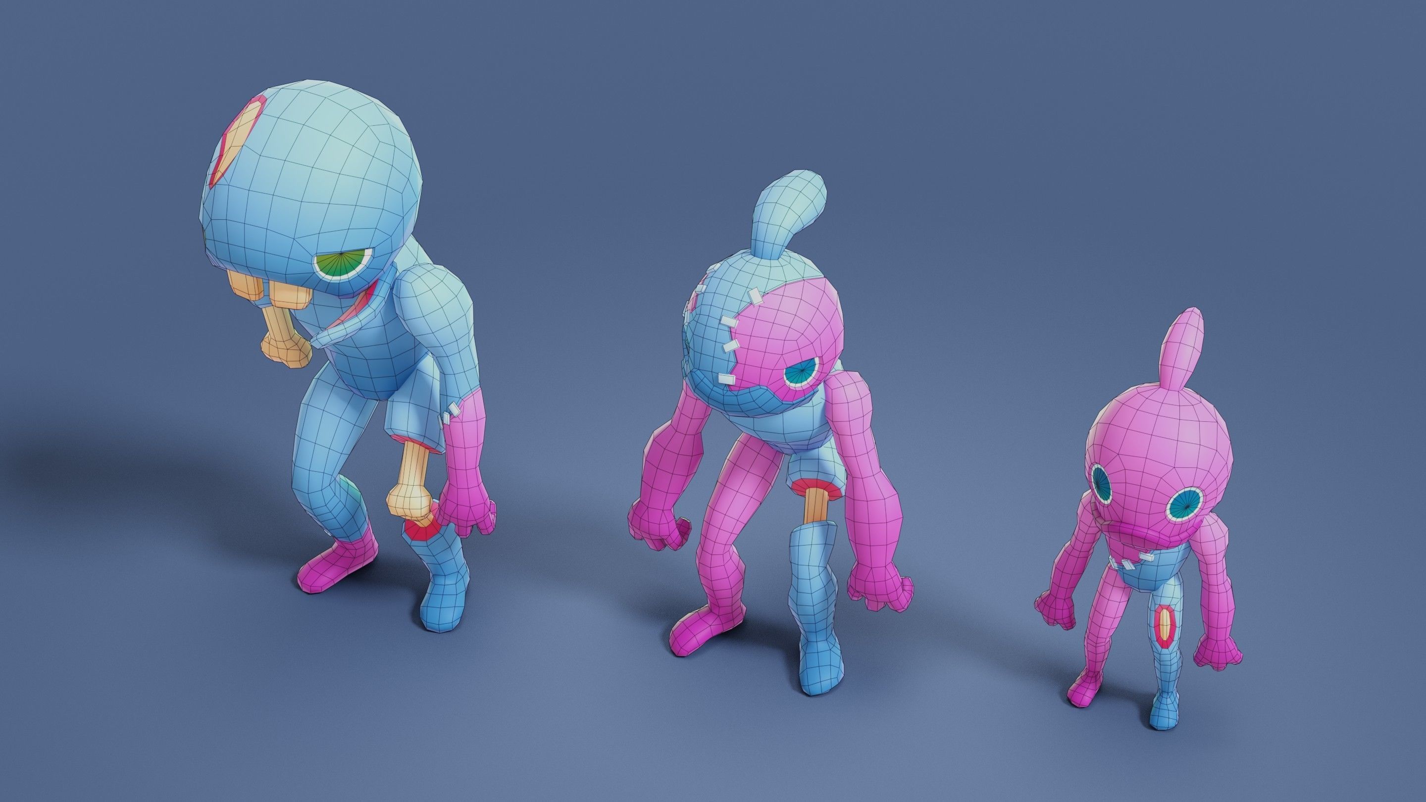 Cartoon Zombies Pack Low-poly 3D model_64