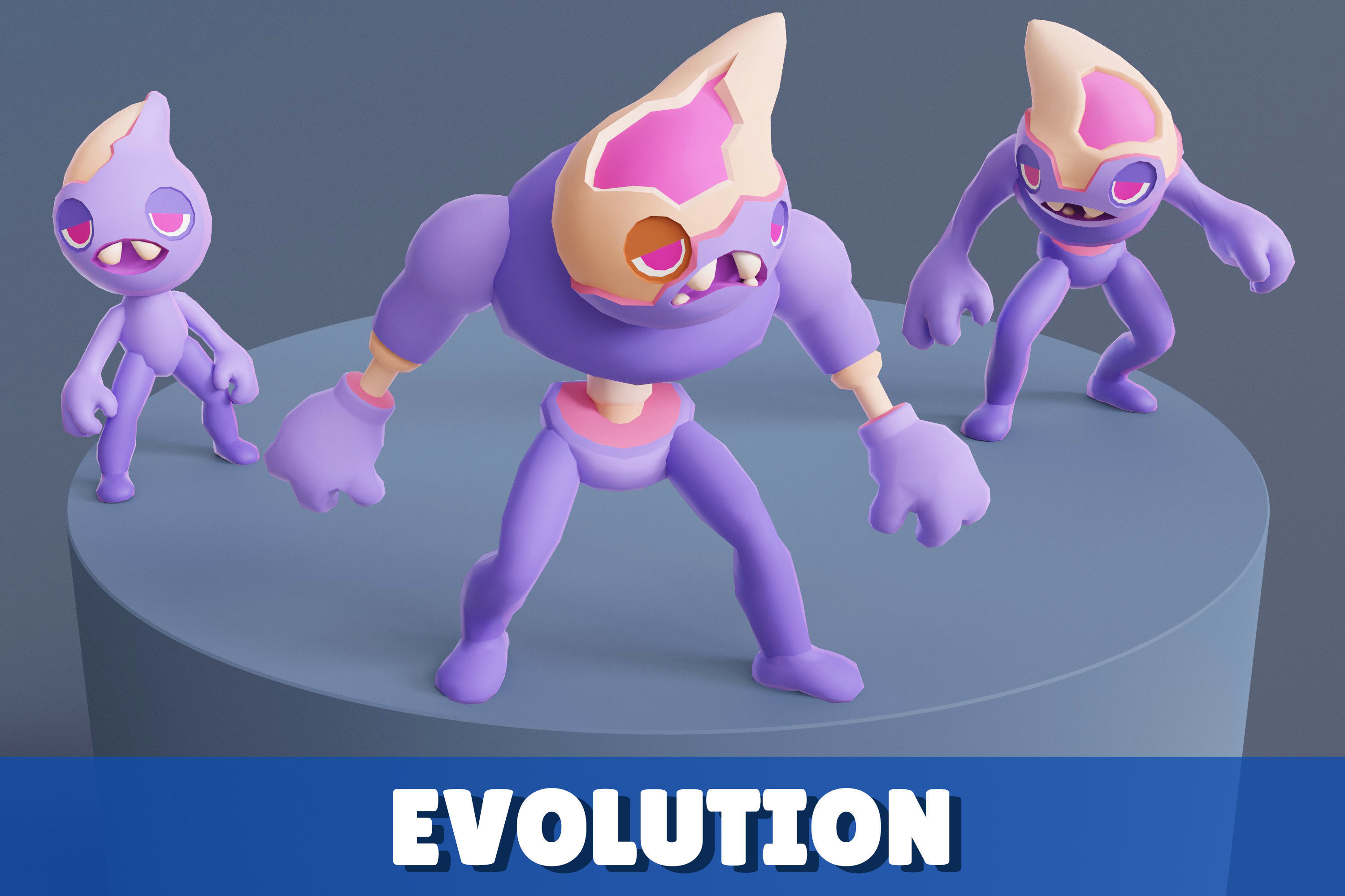 Cartoon Zombies Pack Low-poly 3D model_7