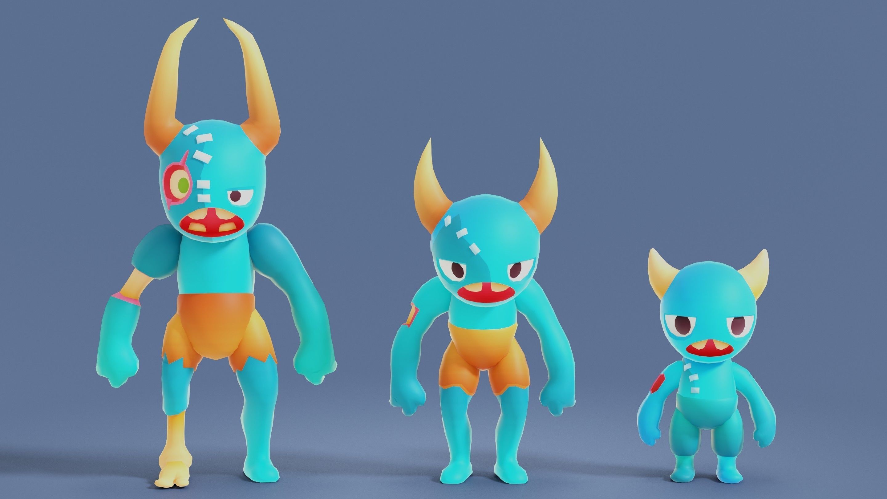 Cartoon Zombies Pack Low-poly 3D model_40