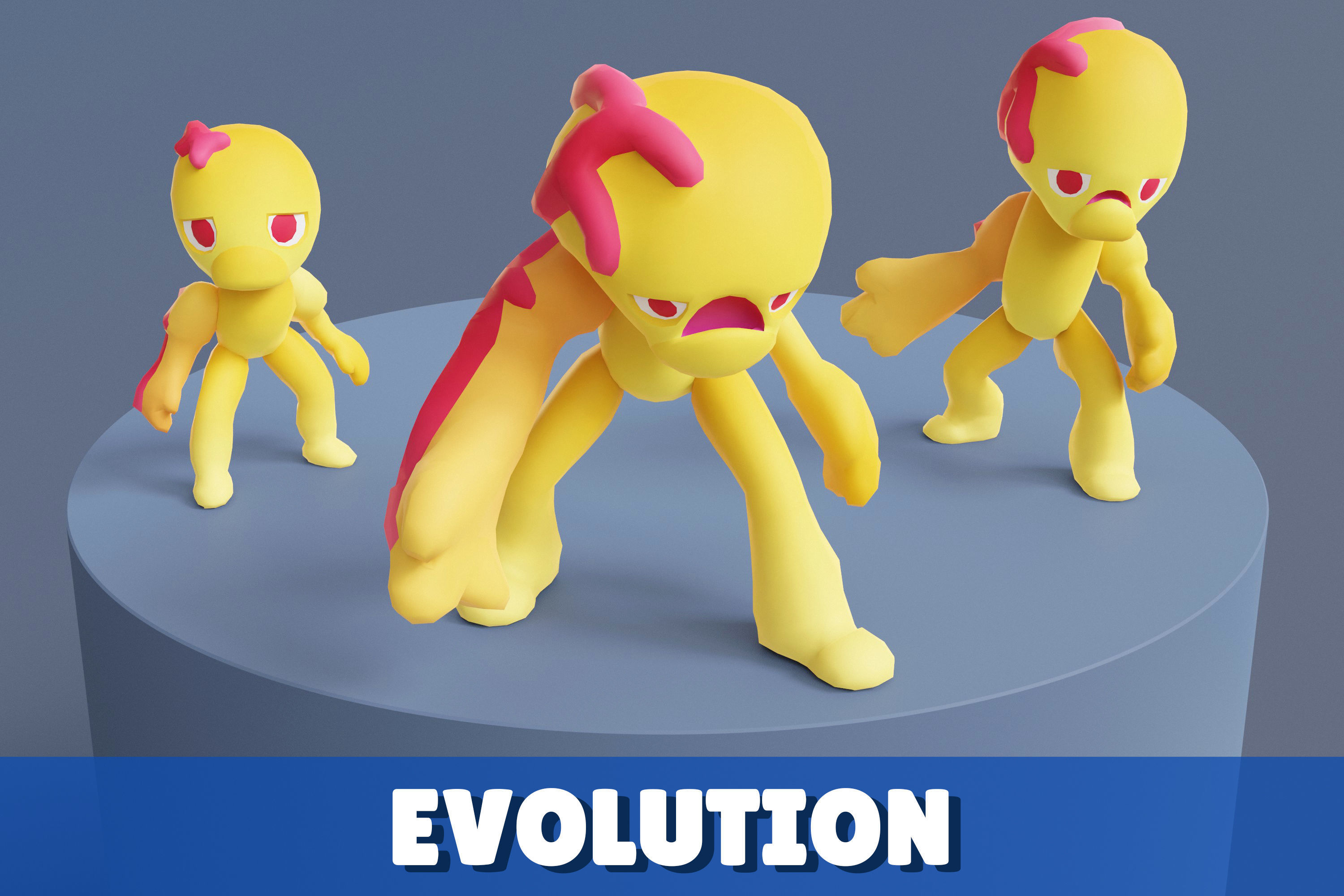 Cartoon Zombies Pack Low-poly 3D model_14