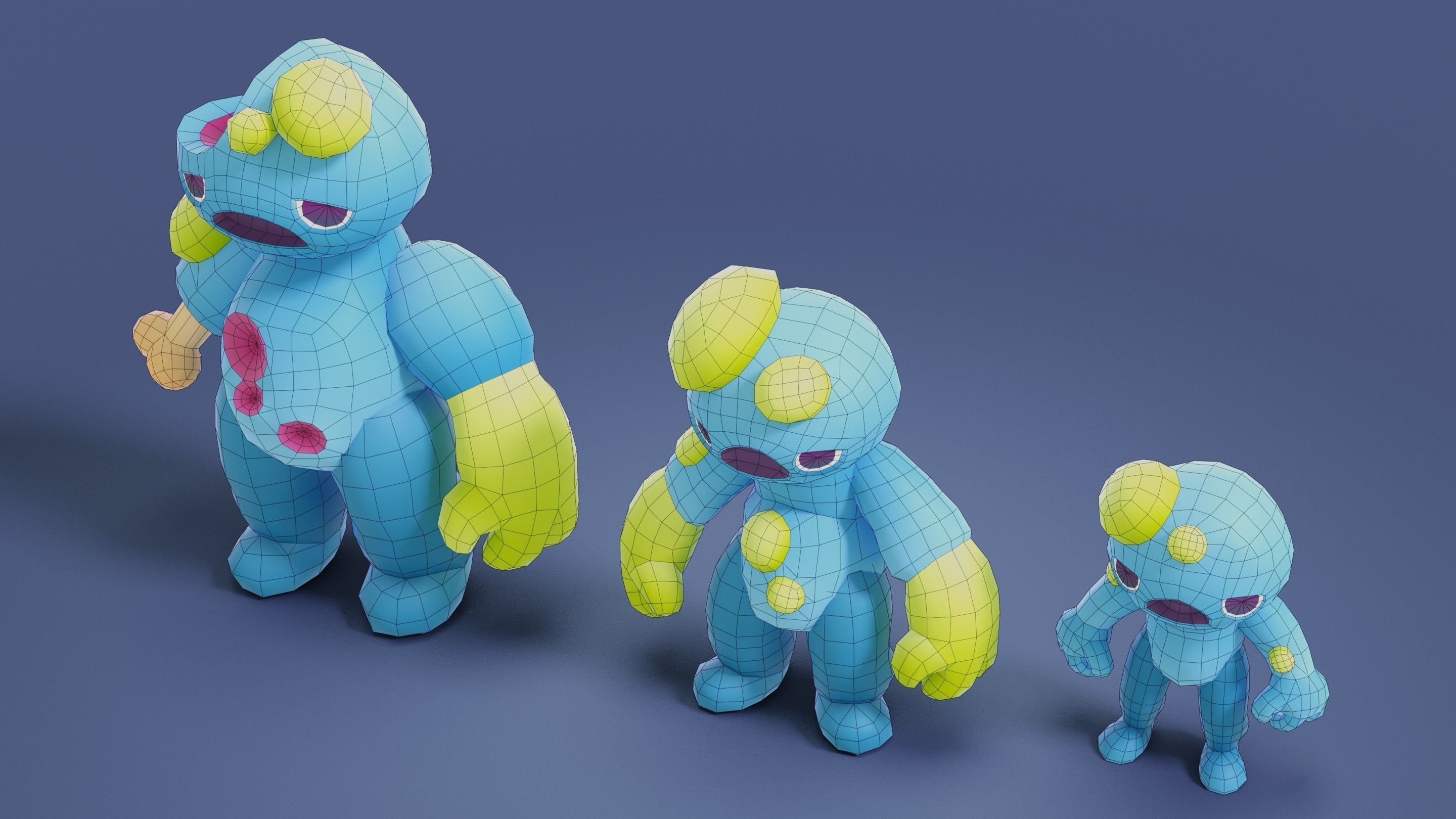 Cartoon Zombies Pack Low-poly 3D model_16