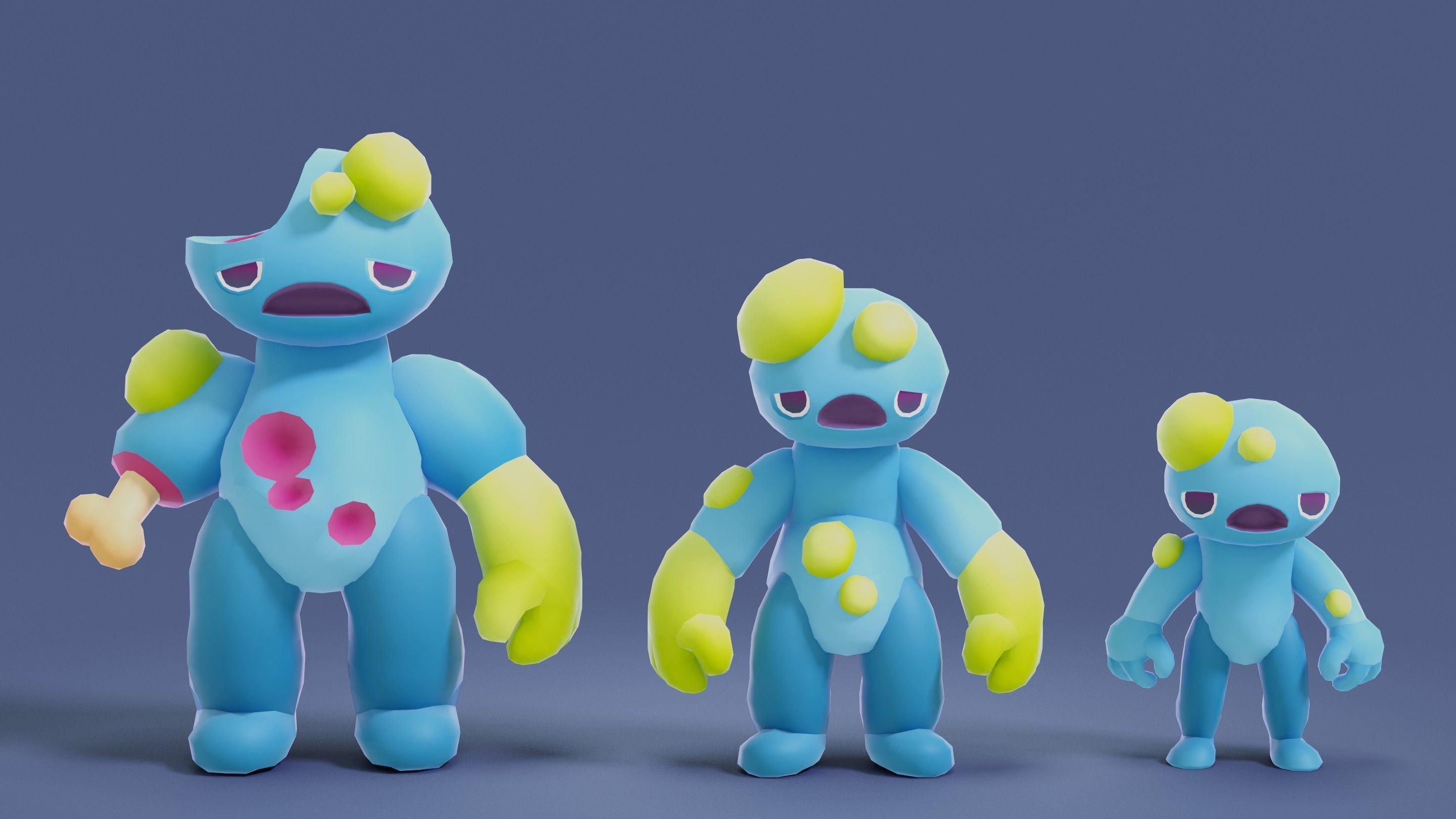 Cartoon Zombies Pack Low-poly 3D model_17