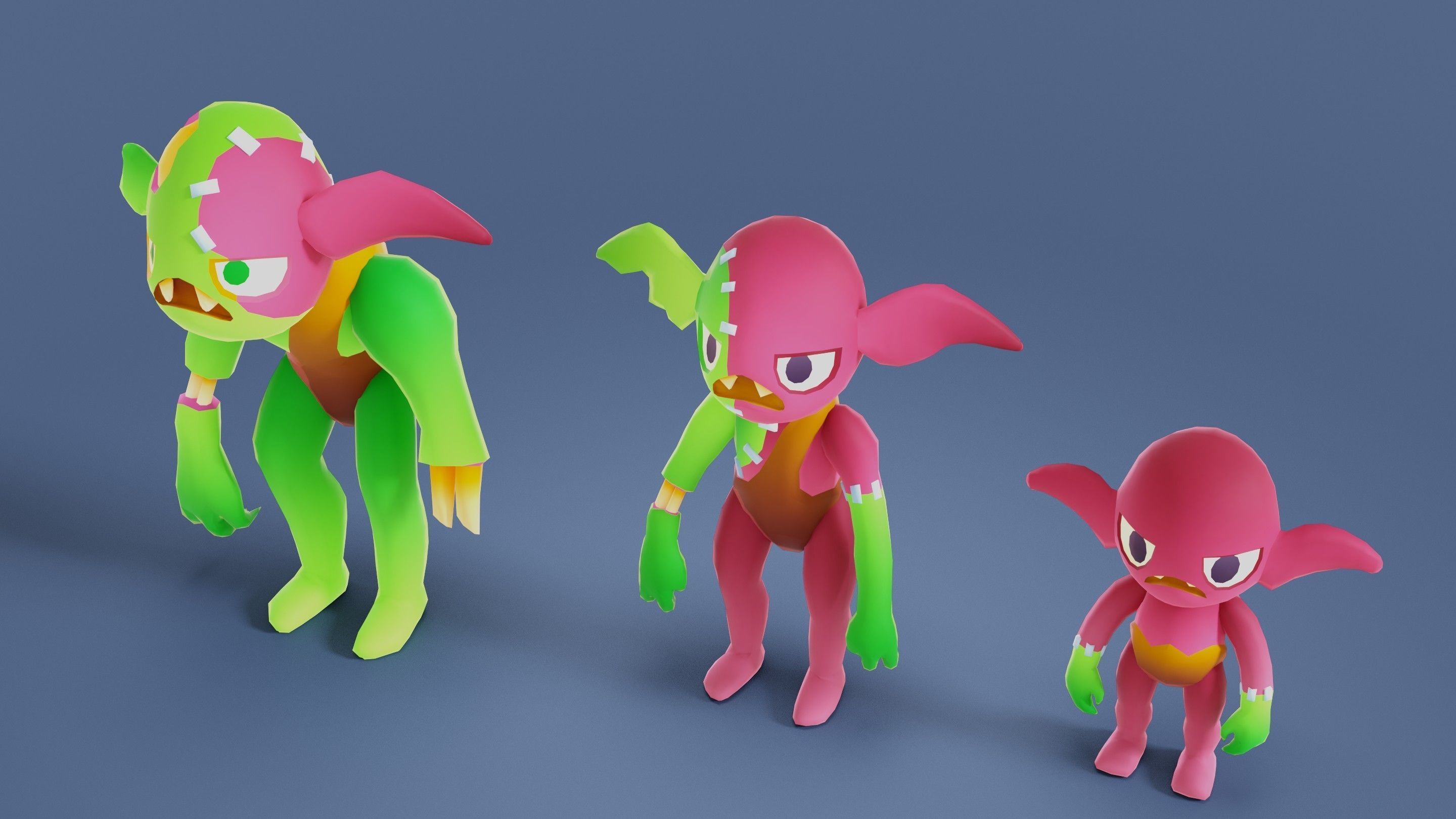 Cartoon Zombies Pack Low-poly 3D model_45