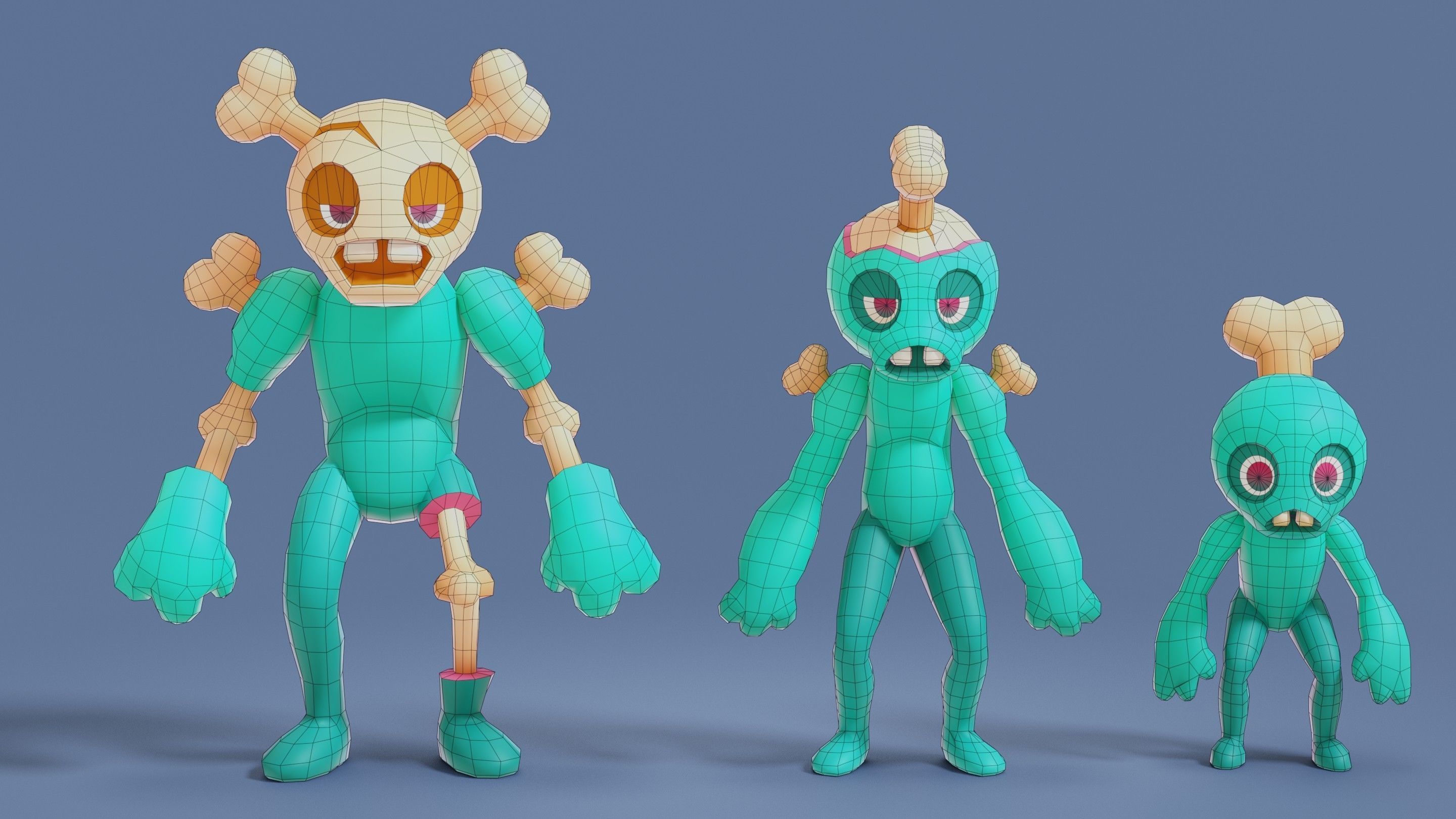 Cartoon Zombies Pack Low-poly 3D model_60