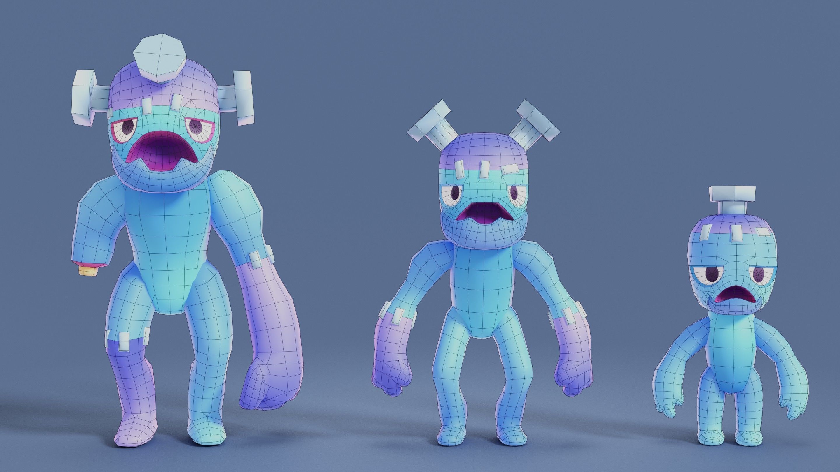 Cartoon Zombies Pack Low-poly 3D model_36