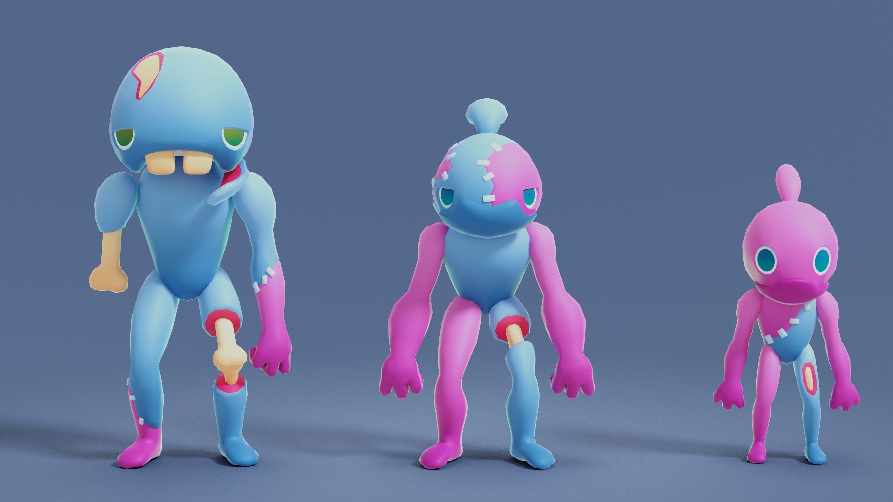 Cartoon Zombies Pack Low-poly 3D model_65