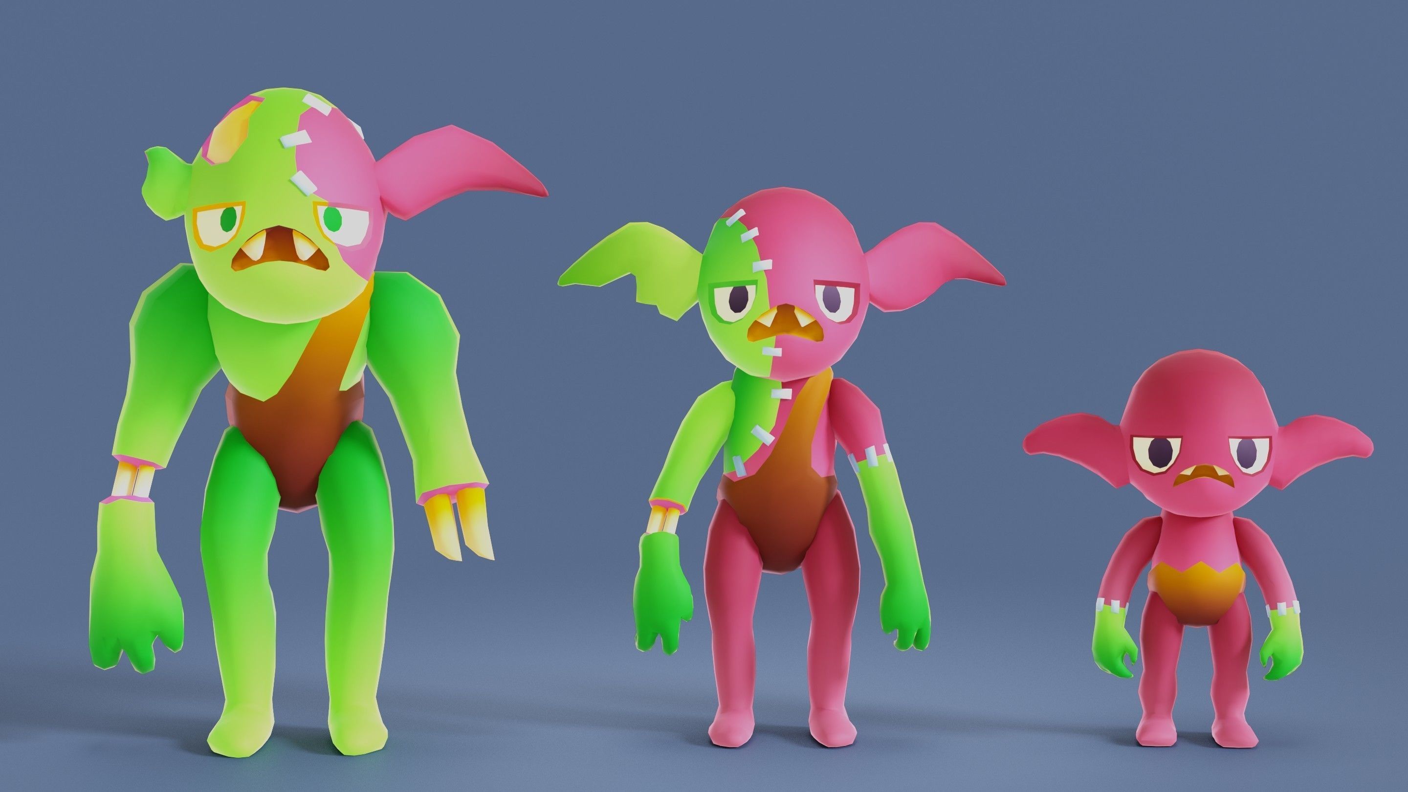 Cartoon Zombies Pack Low-poly 3D model_47