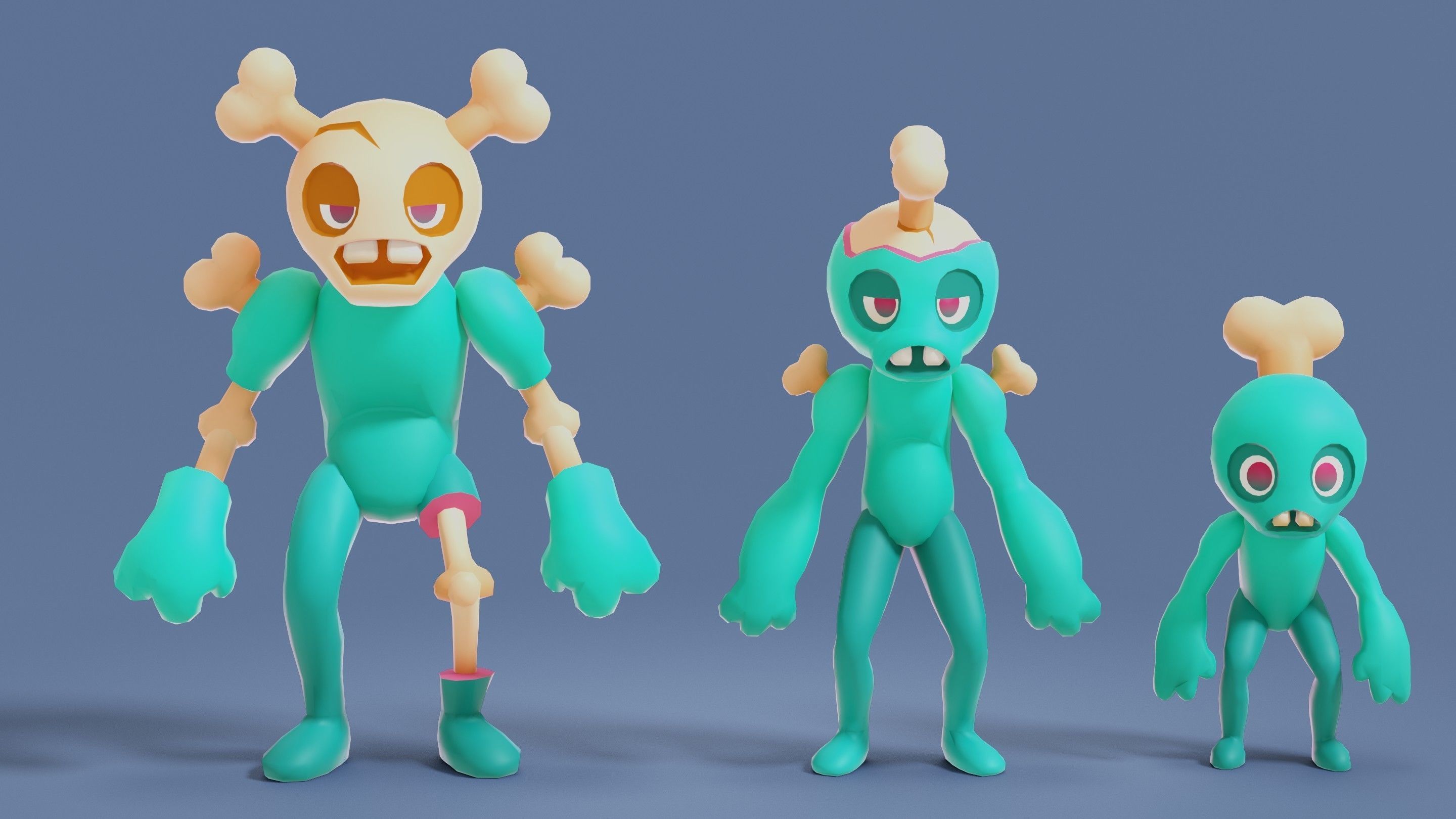 Cartoon Zombies Pack Low-poly 3D model_59