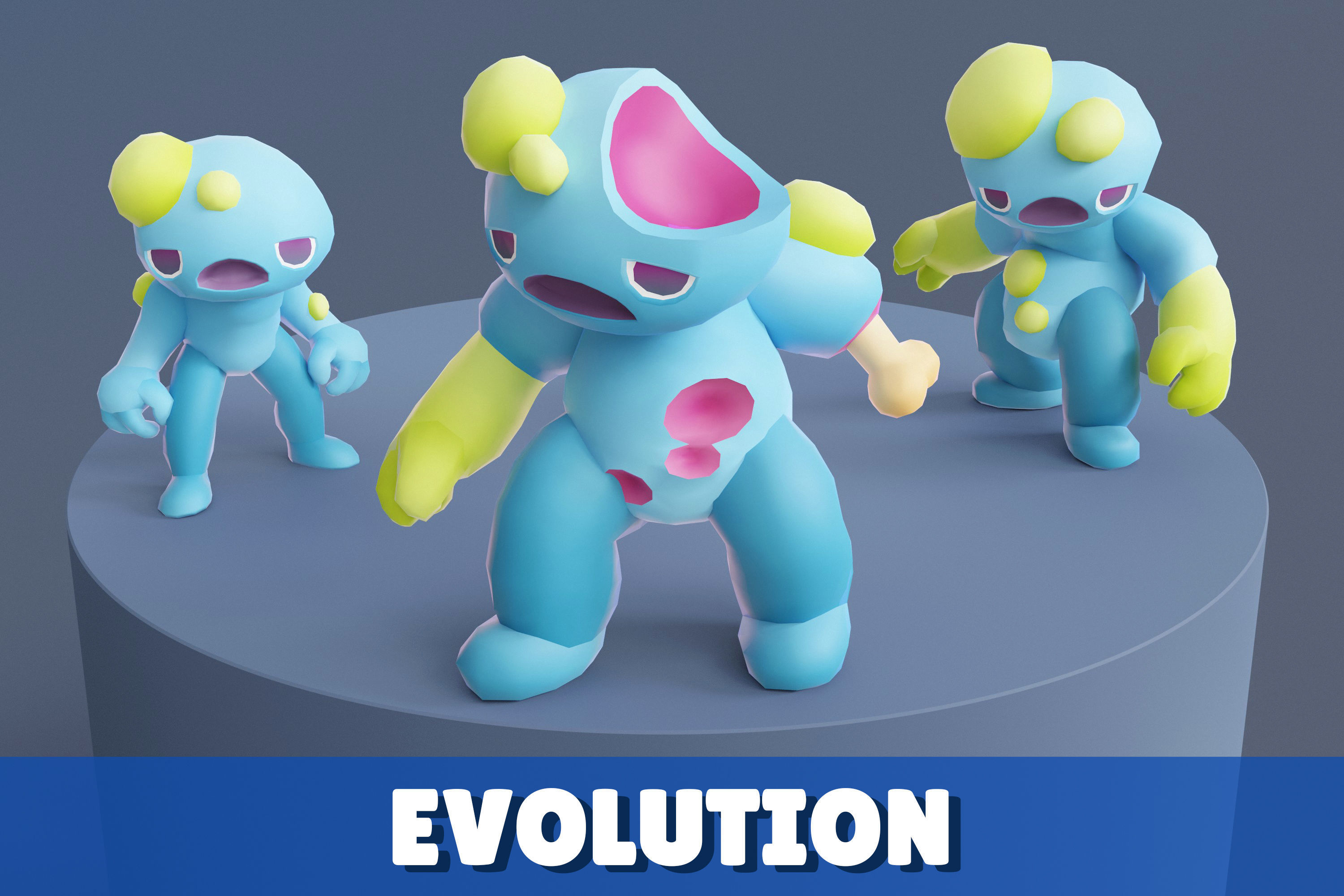 Cartoon Zombies Pack Low-poly 3D model_5