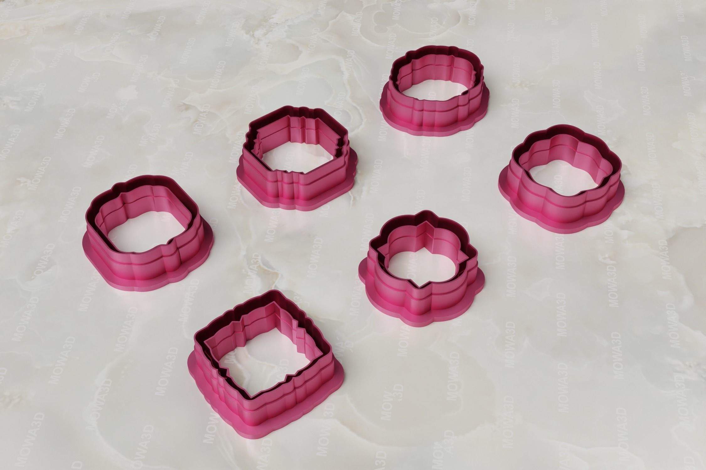 Vintage frame shape clay cutter set of 06 PCS 3D print model_4