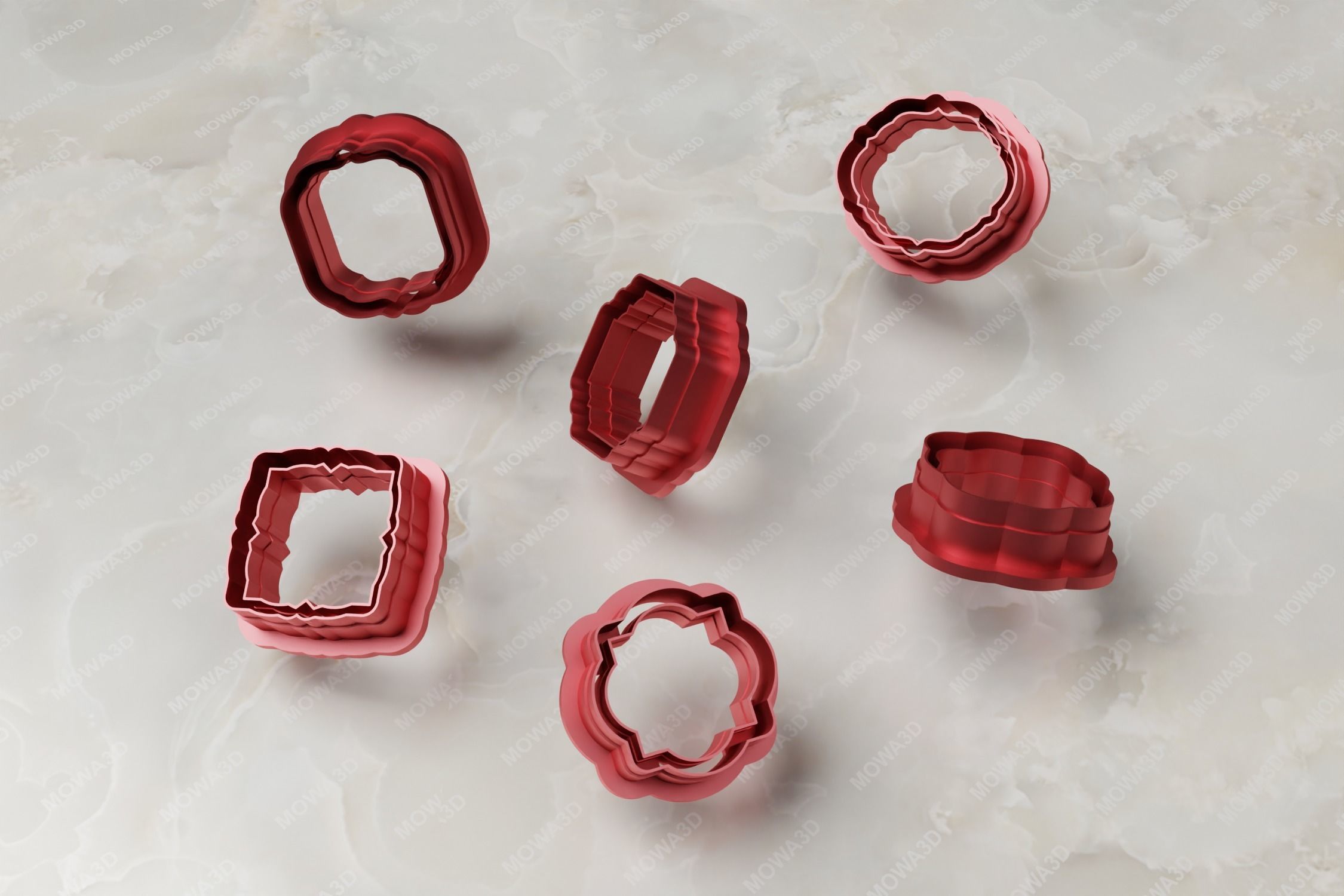 Vintage frame shape clay cutter set of 06 PCS 3D print model_3