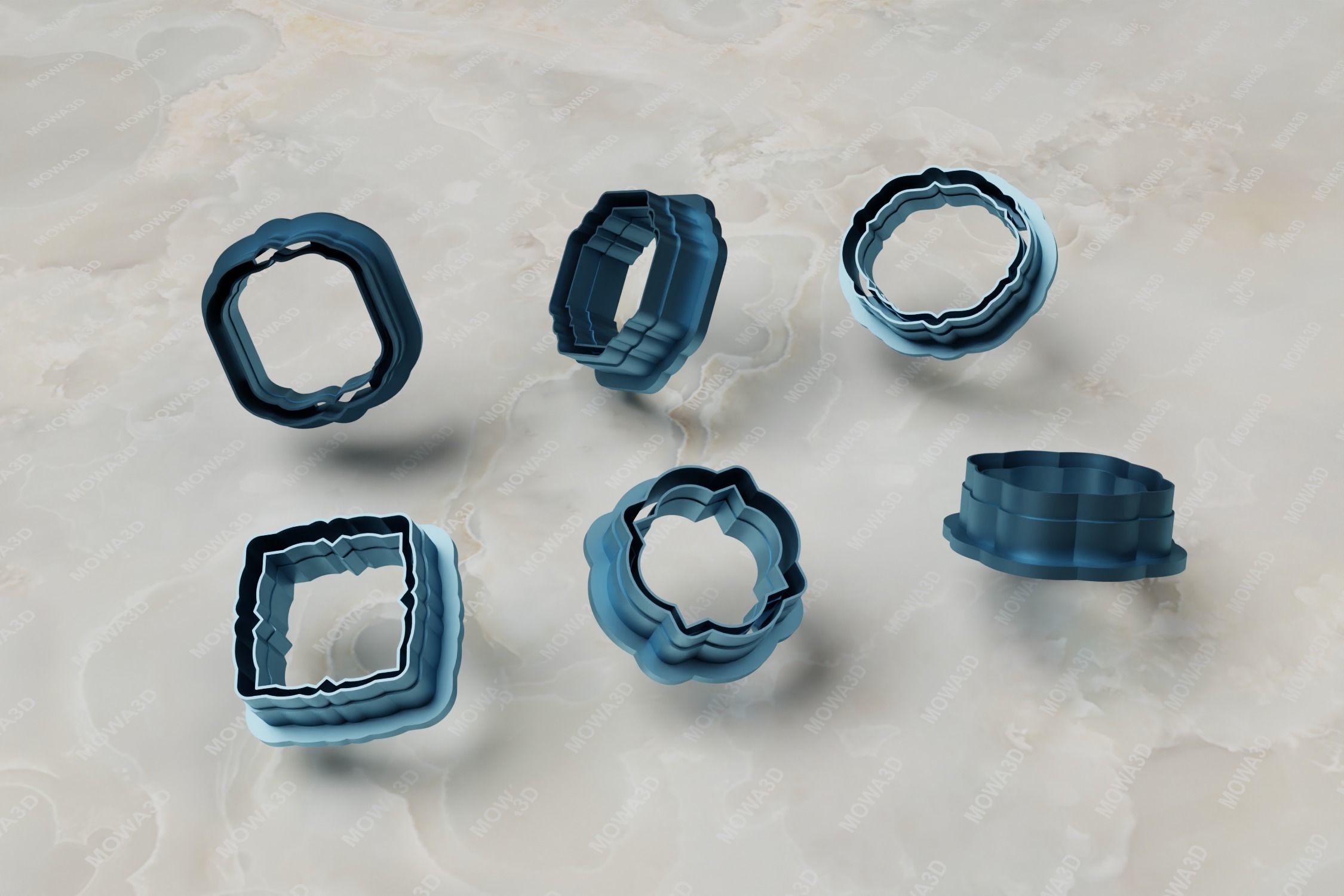 Vintage frame shape clay cutter set of 06 PCS 3D print model_5