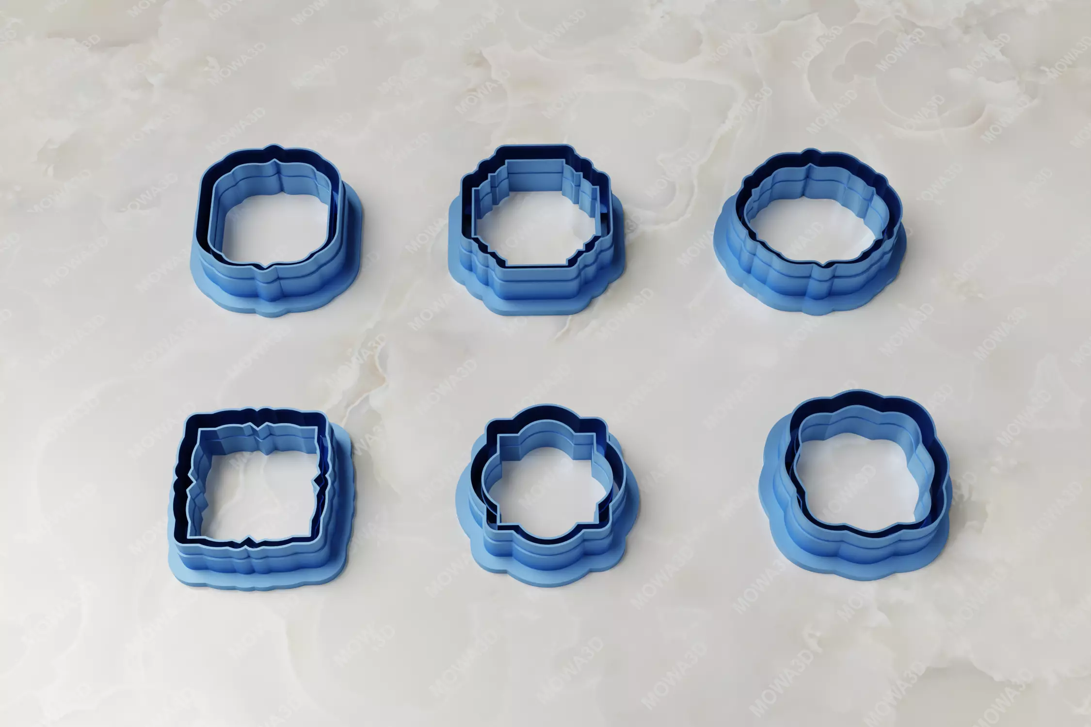Vintage frame shape clay cutter set of 06 PCS 3D print model_0