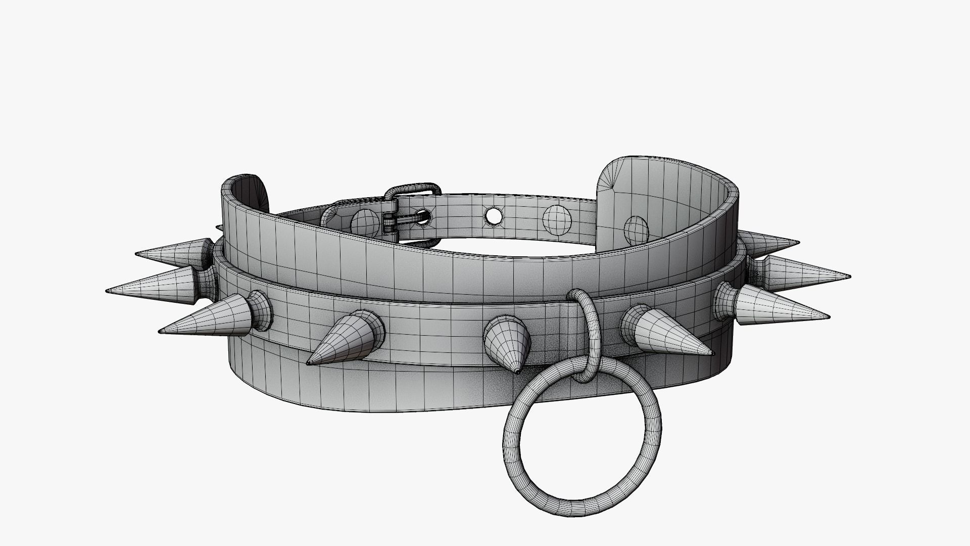 Spiked Collar Low-poly 3D model_2