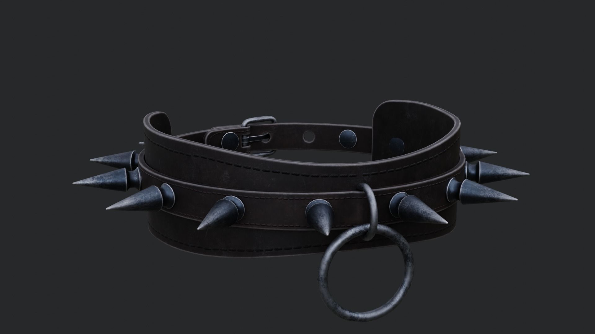 Spiked Collar Low-poly 3D model_6