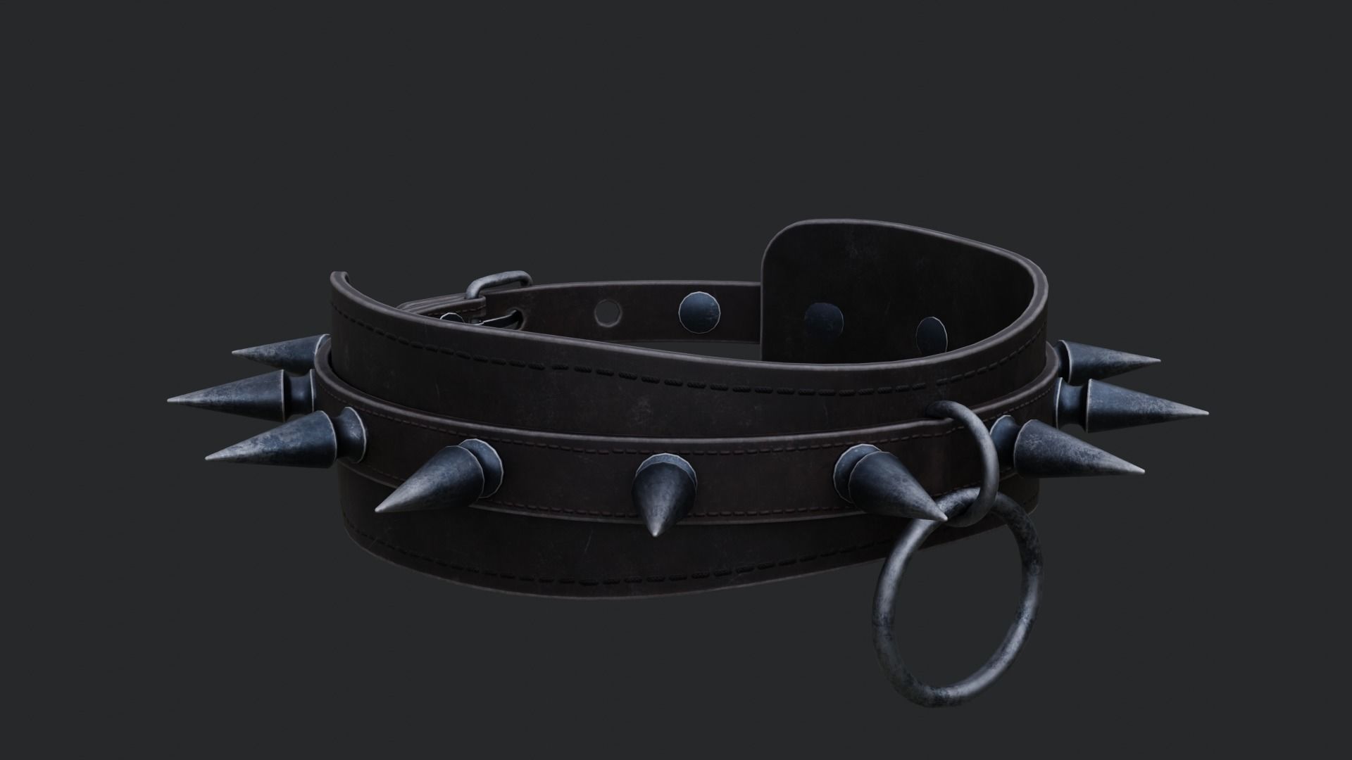 Spiked Collar Low-poly 3D model_7