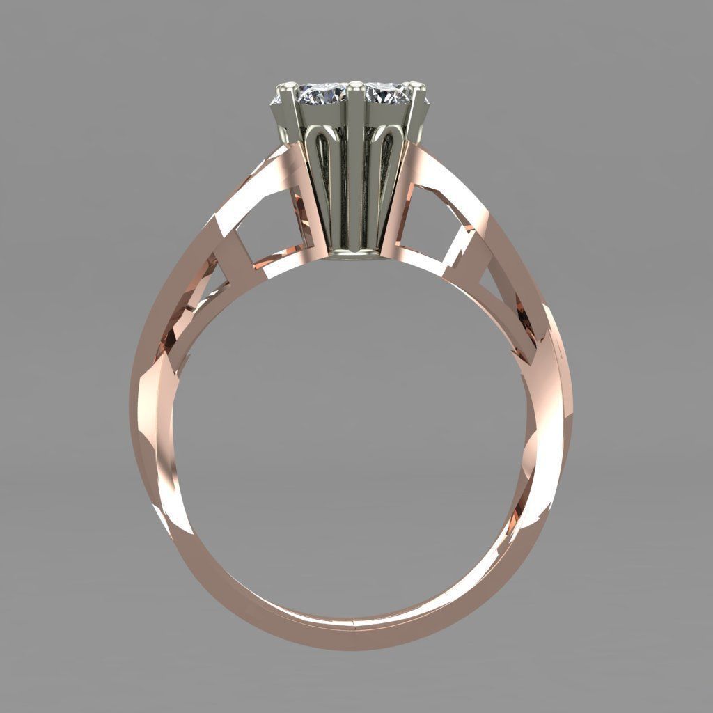 Rose Gold Diamond Ring 3D print model 3D print model_3