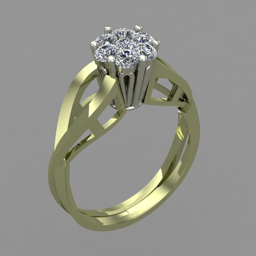 Rose Gold Diamond Ring 3D print model 3D print model_6