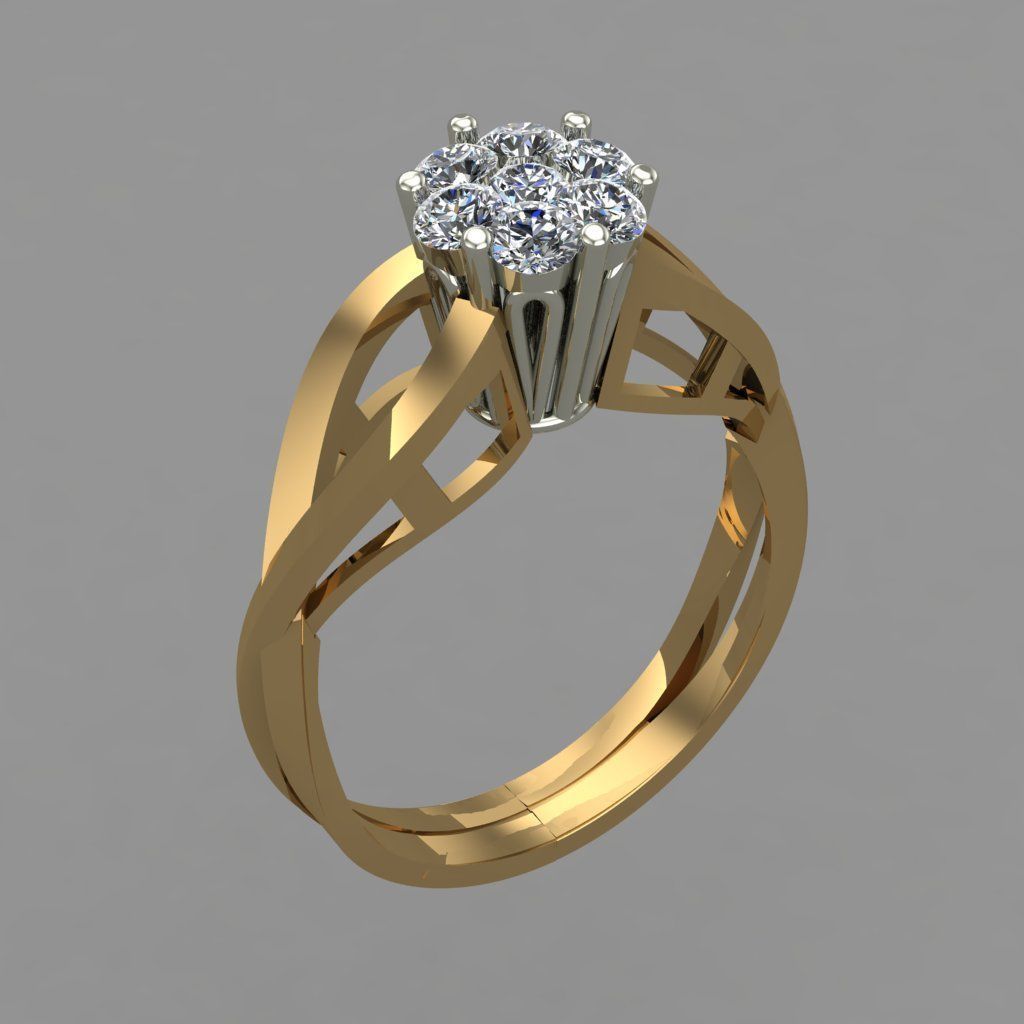 Rose Gold Diamond Ring 3D print model 3D print model_4