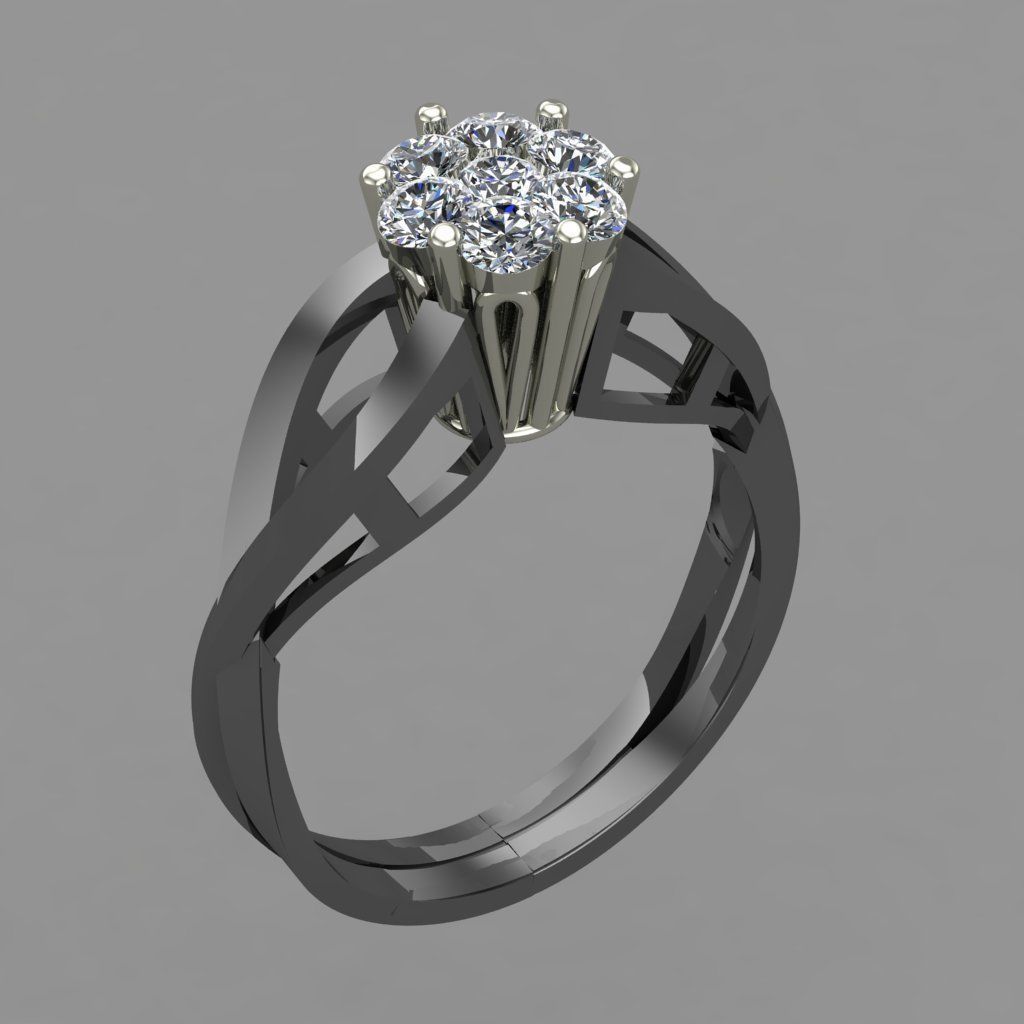Rose Gold Diamond Ring 3D print model 3D print model_7