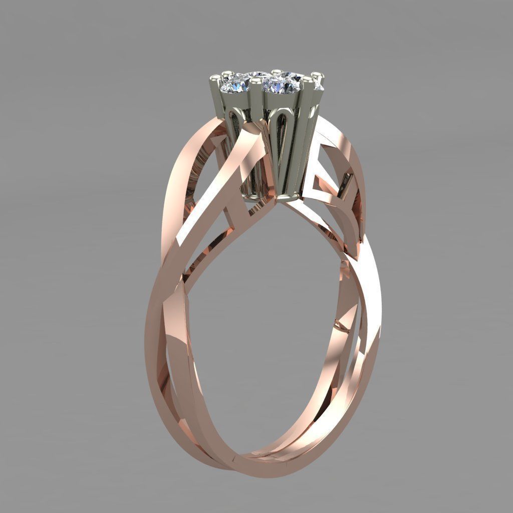 Rose Gold Diamond Ring 3D print model 3D print model_2