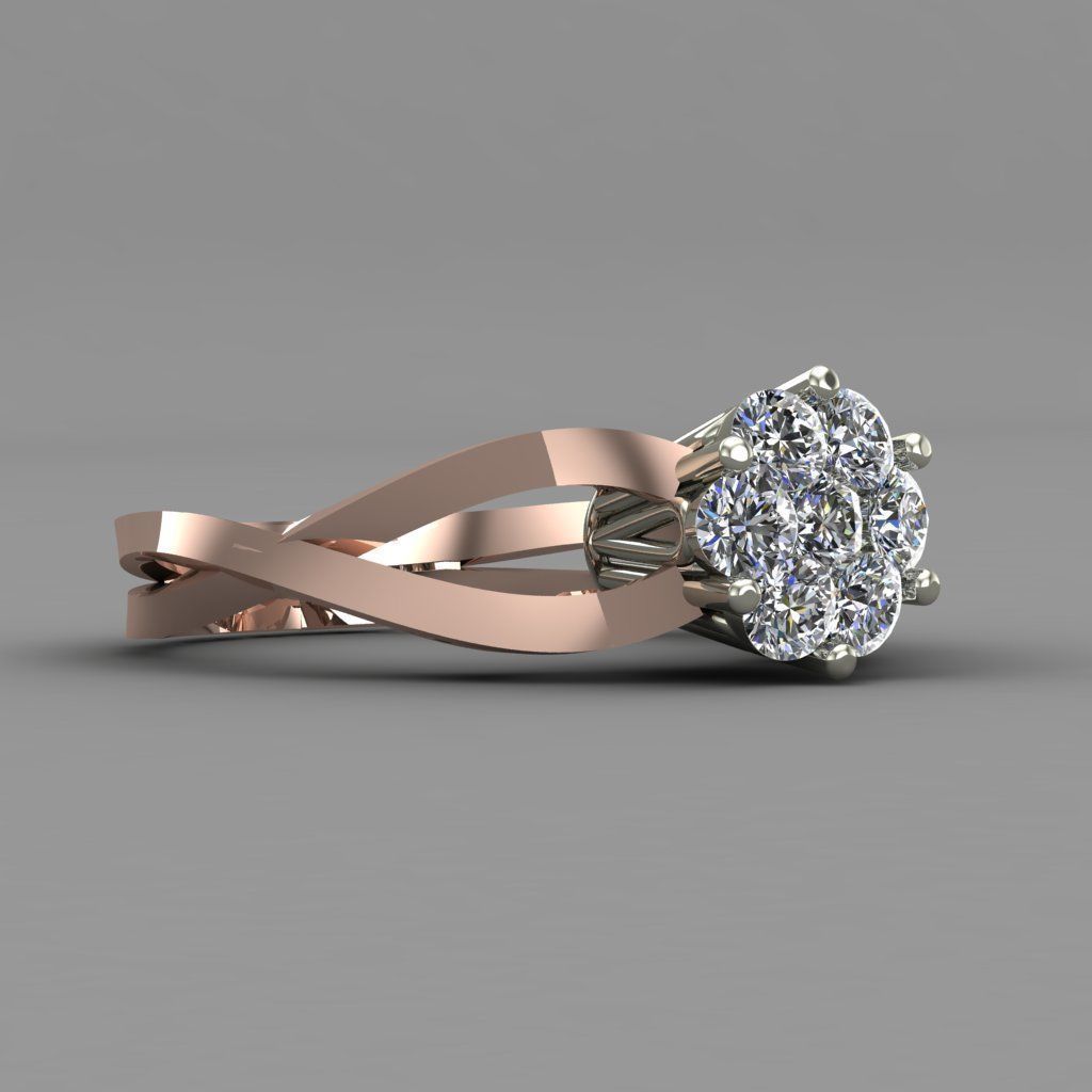 Rose Gold Diamond Ring 3D print model 3D print model_1