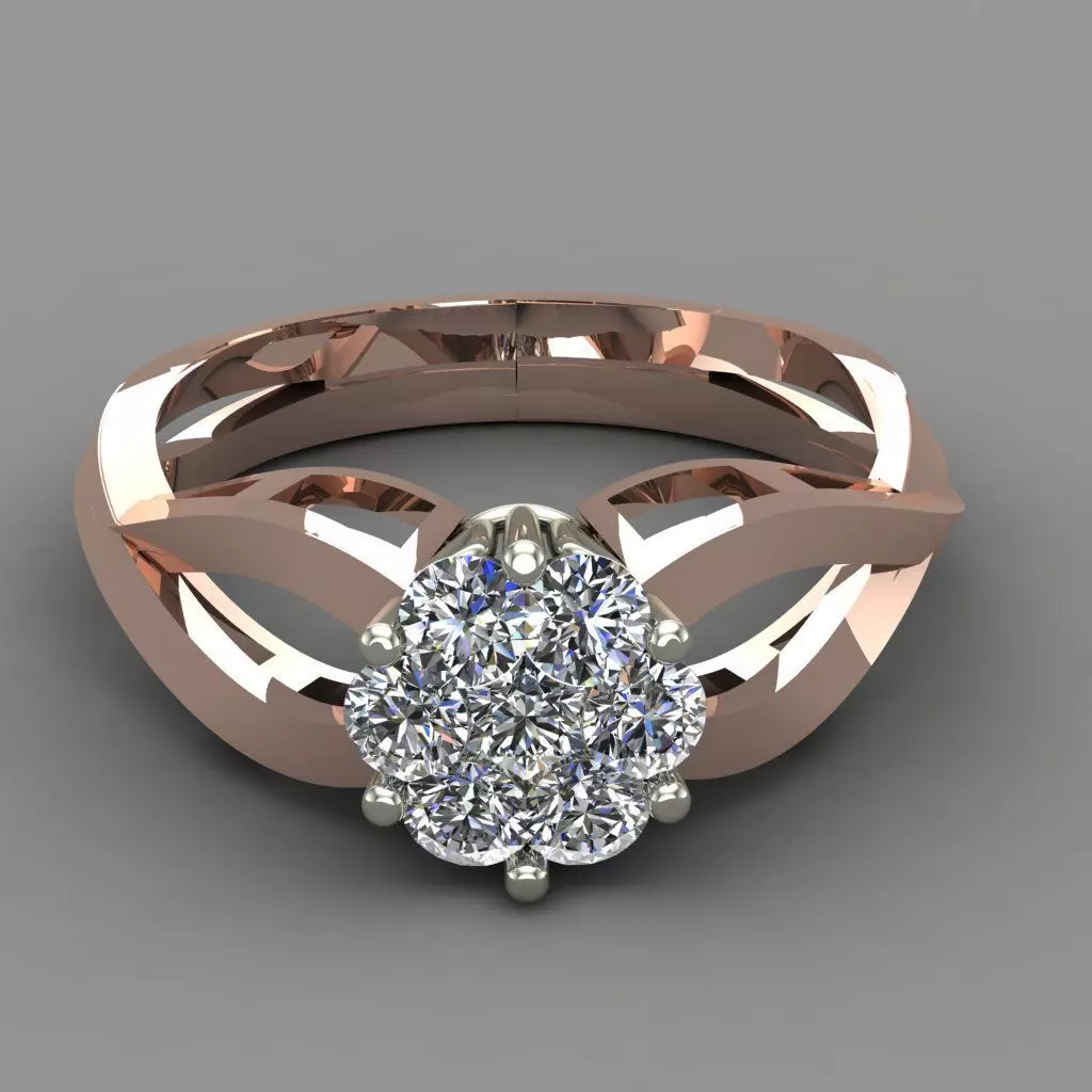 Rose Gold Diamond Ring 3D print model 3D print model_0