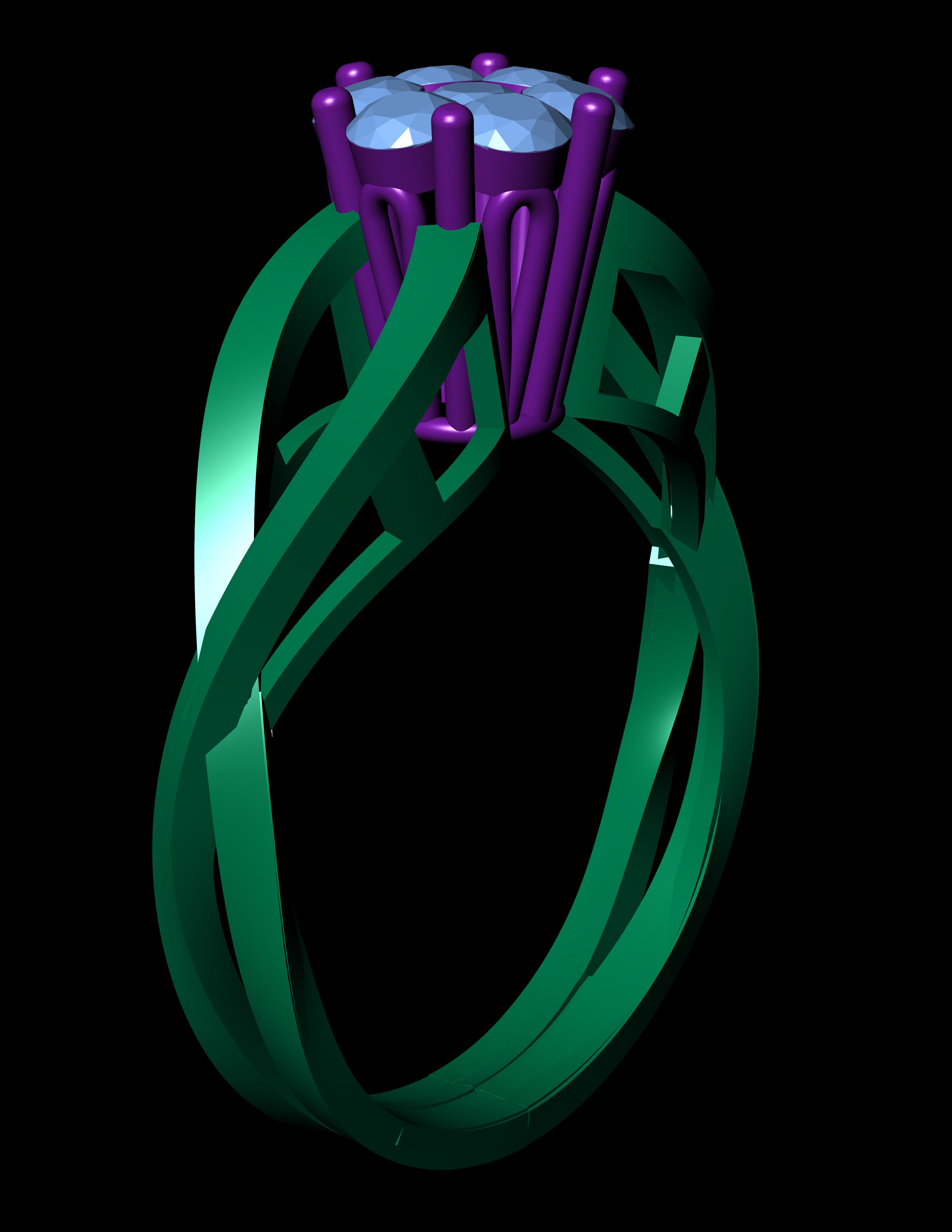 Rose Gold Diamond Ring 3D print model 3D print model_11