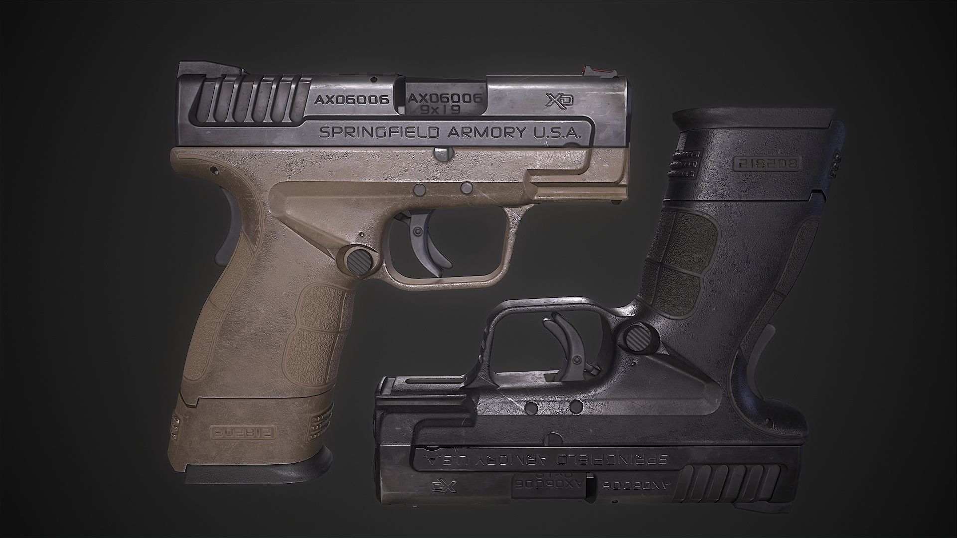 Springfield XD-MOD2 Low-poly 3D model_2
