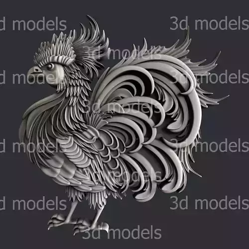 3d STL models for CNC router or 3dprinter souvenir Rooster P435