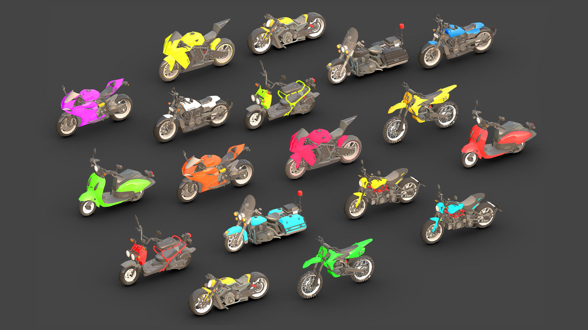 Motorbikes Pack  Low-poly 3D model_17