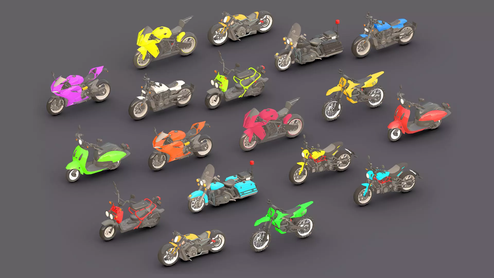 Motorbikes Pack  Low-poly 3D model_0