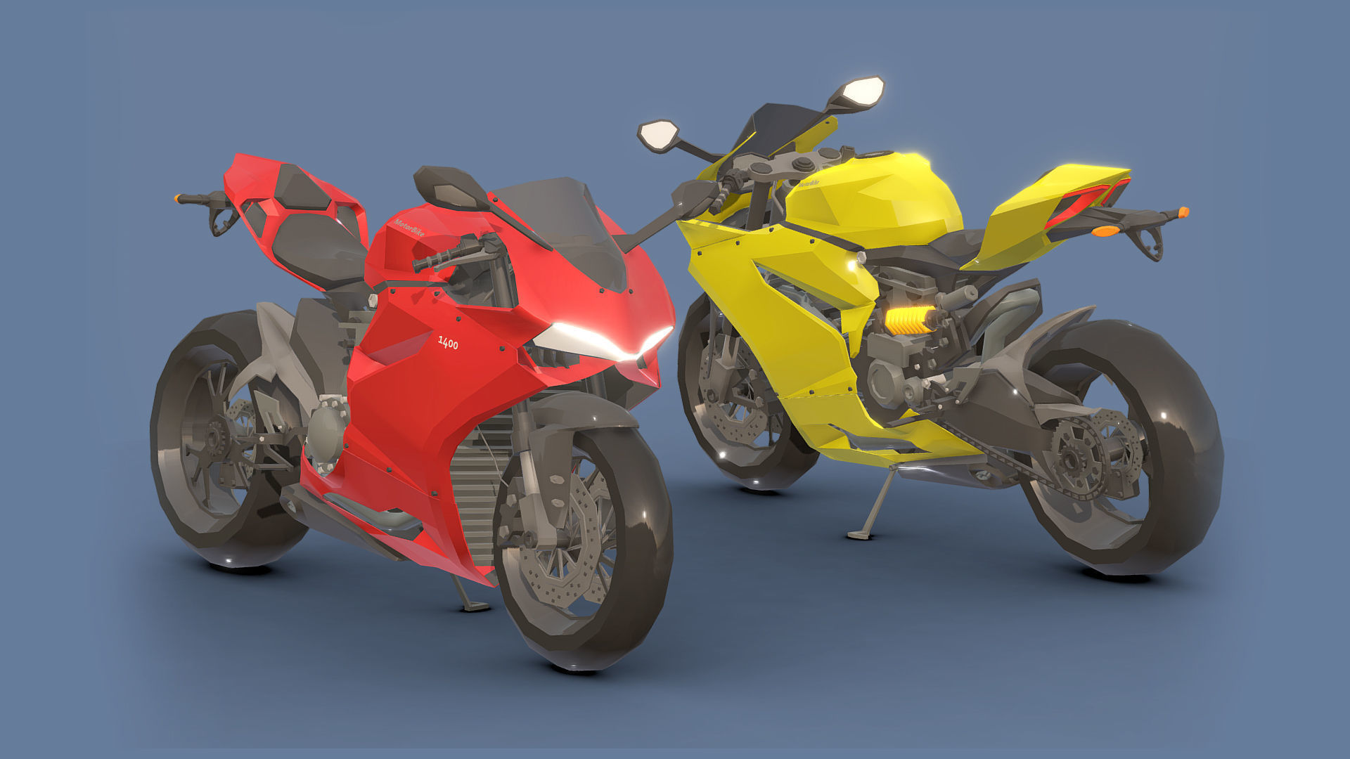 Motorbikes Pack  Low-poly 3D model_9