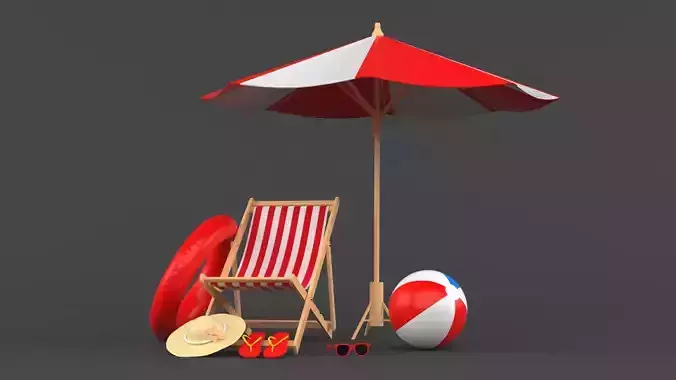 Beach Umbrella and Chair