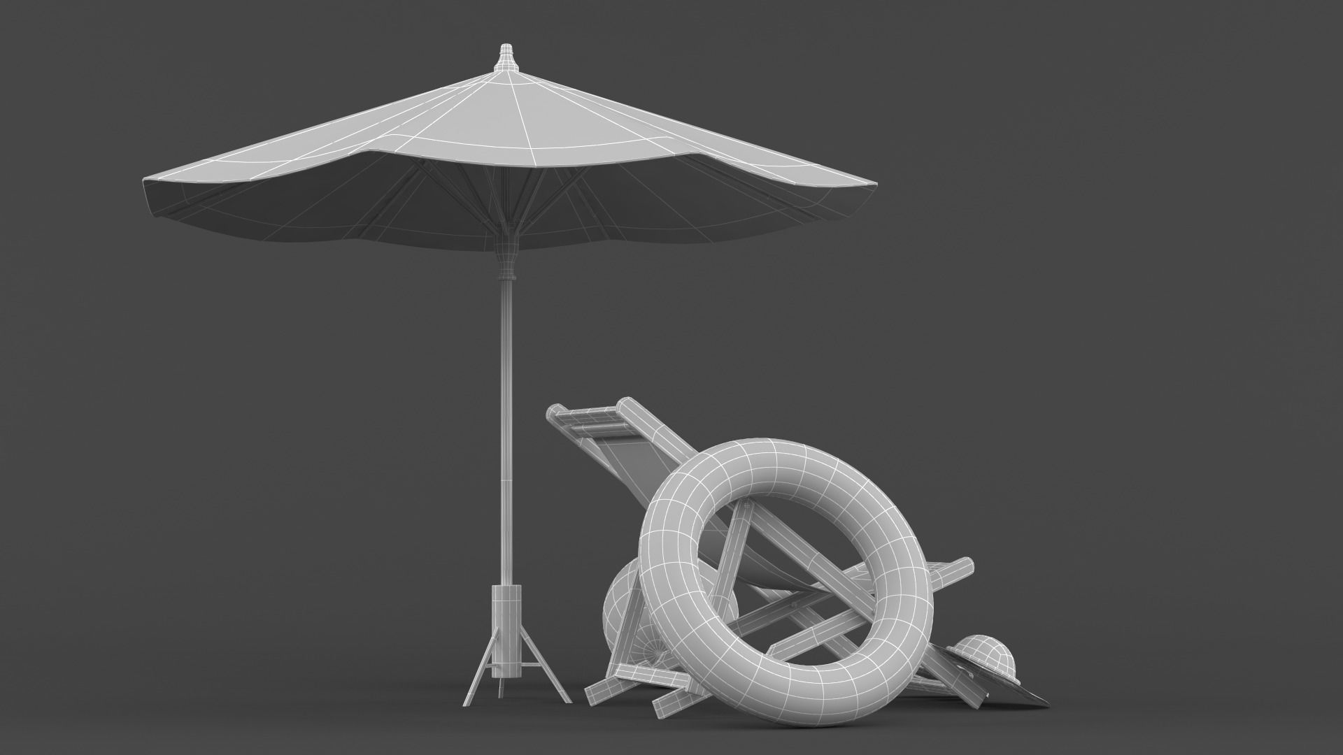 Beach Umbrella and Chair 3D model_11